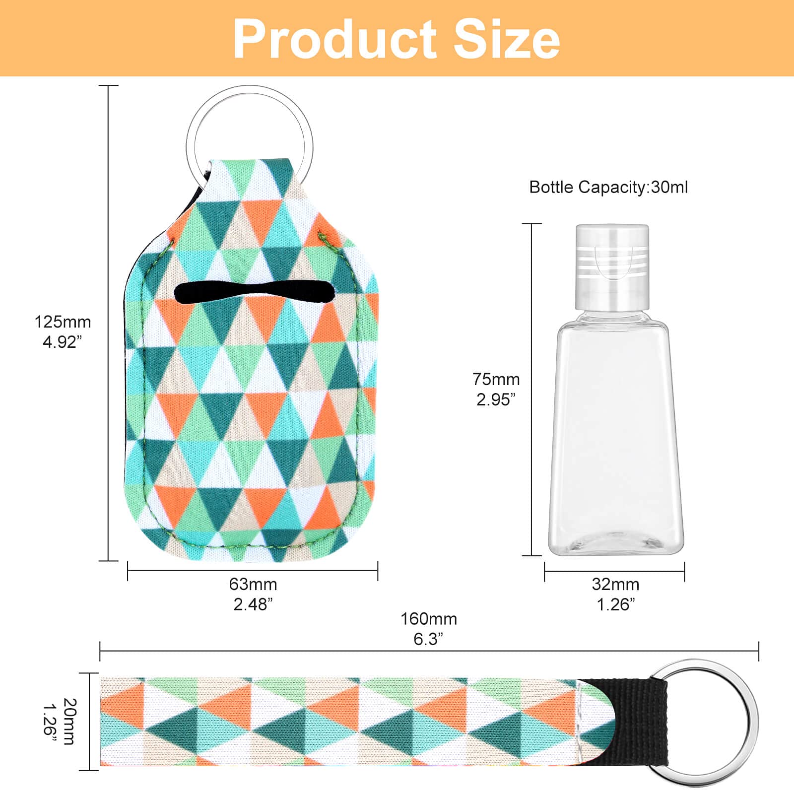 Empty Hand Sanitizer Holders Set 60Pcs, Include 20 Portable Refillable Travel Bottle Container With Flip Cap, 20 Reusable Bottle