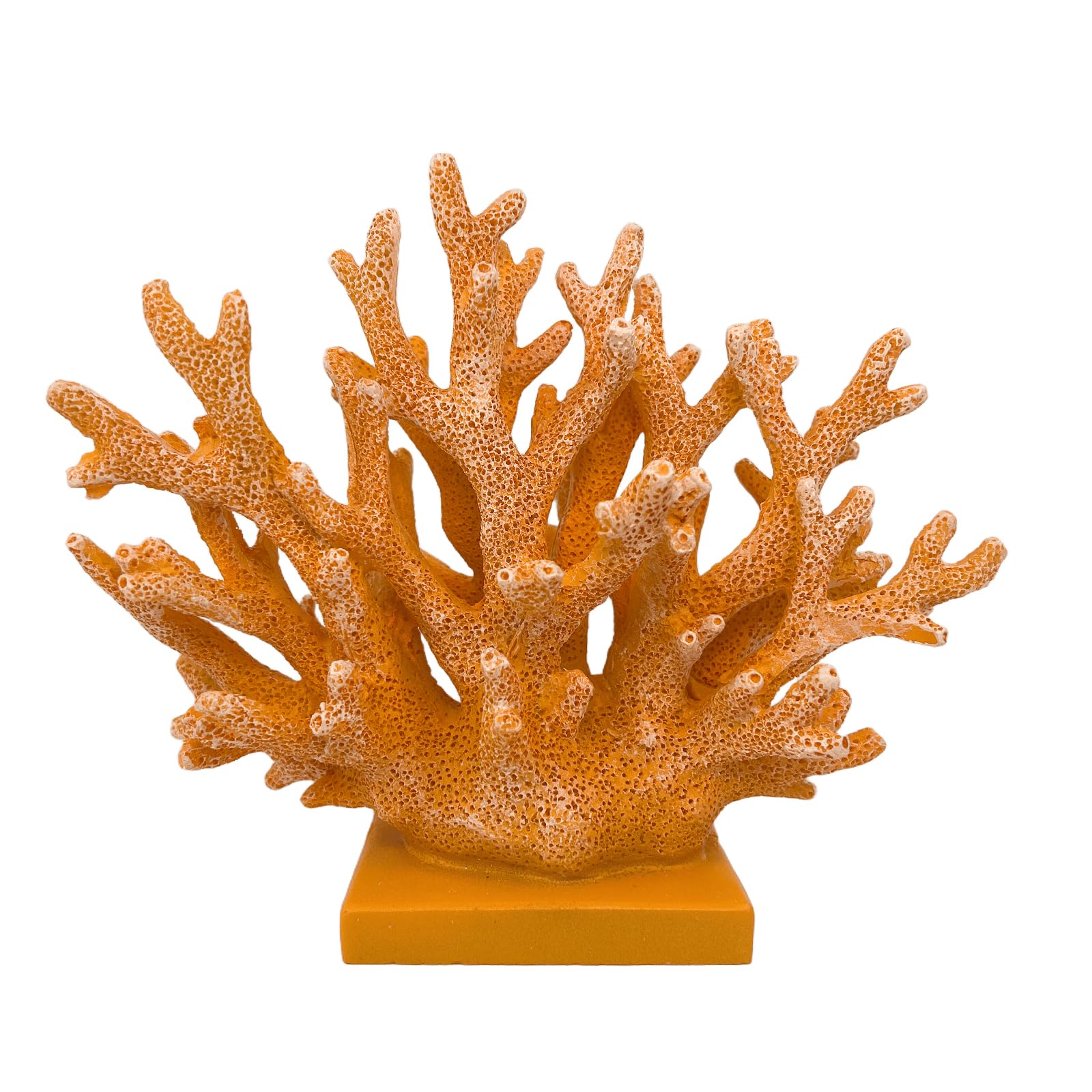 Elegondrar 5.8 H Orange Coral Decor - Resin Coral Statue, Nautical Decor for Home, Bedroom, Bathroom, Living Room, Ocean Themed 