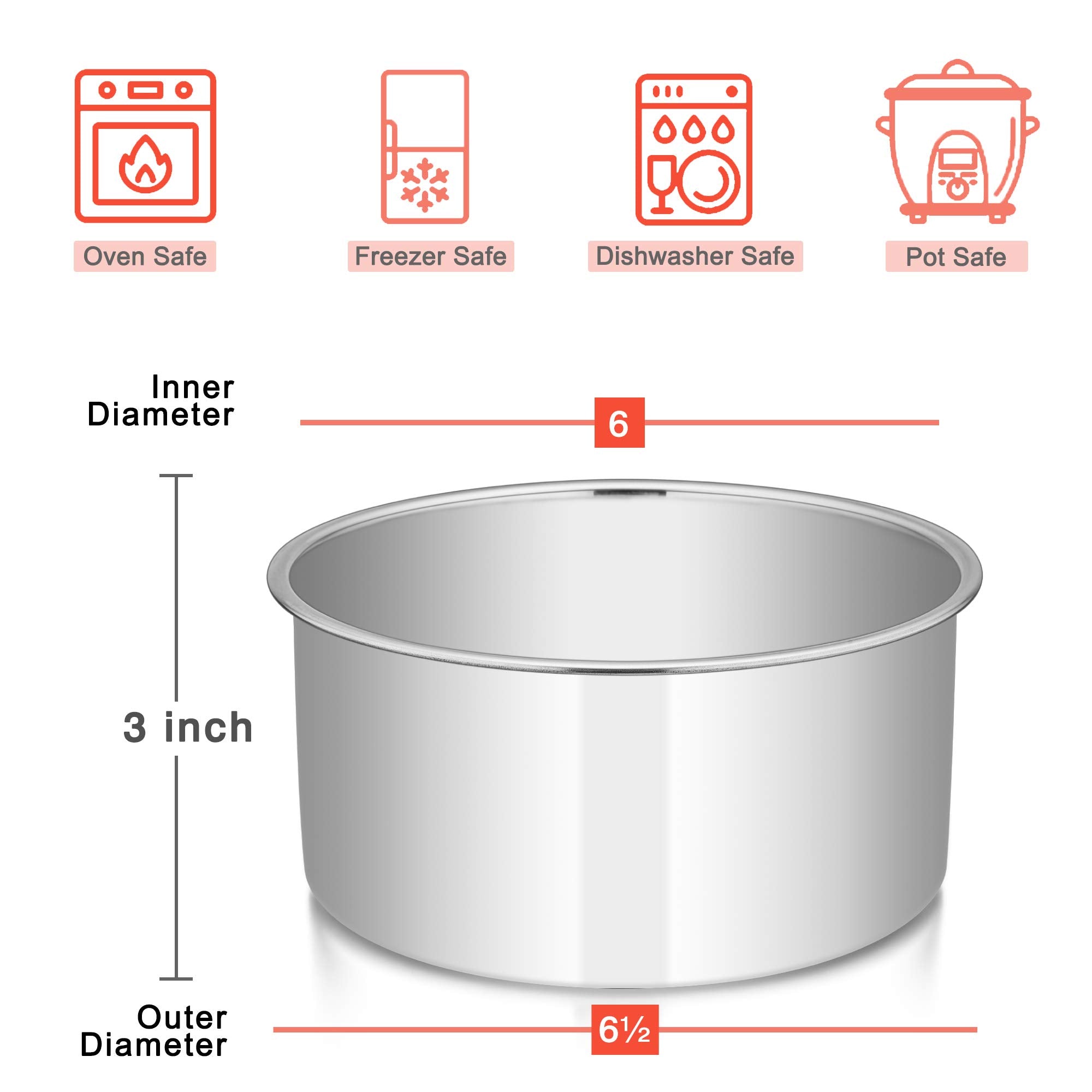 E-Far Cake Pans Set Of 3, 6 X 3 Inch Stainless Steel Round Cake Baking Pans, Deep Metal Cake Tins For Small Tier Layer Cake Wedd
