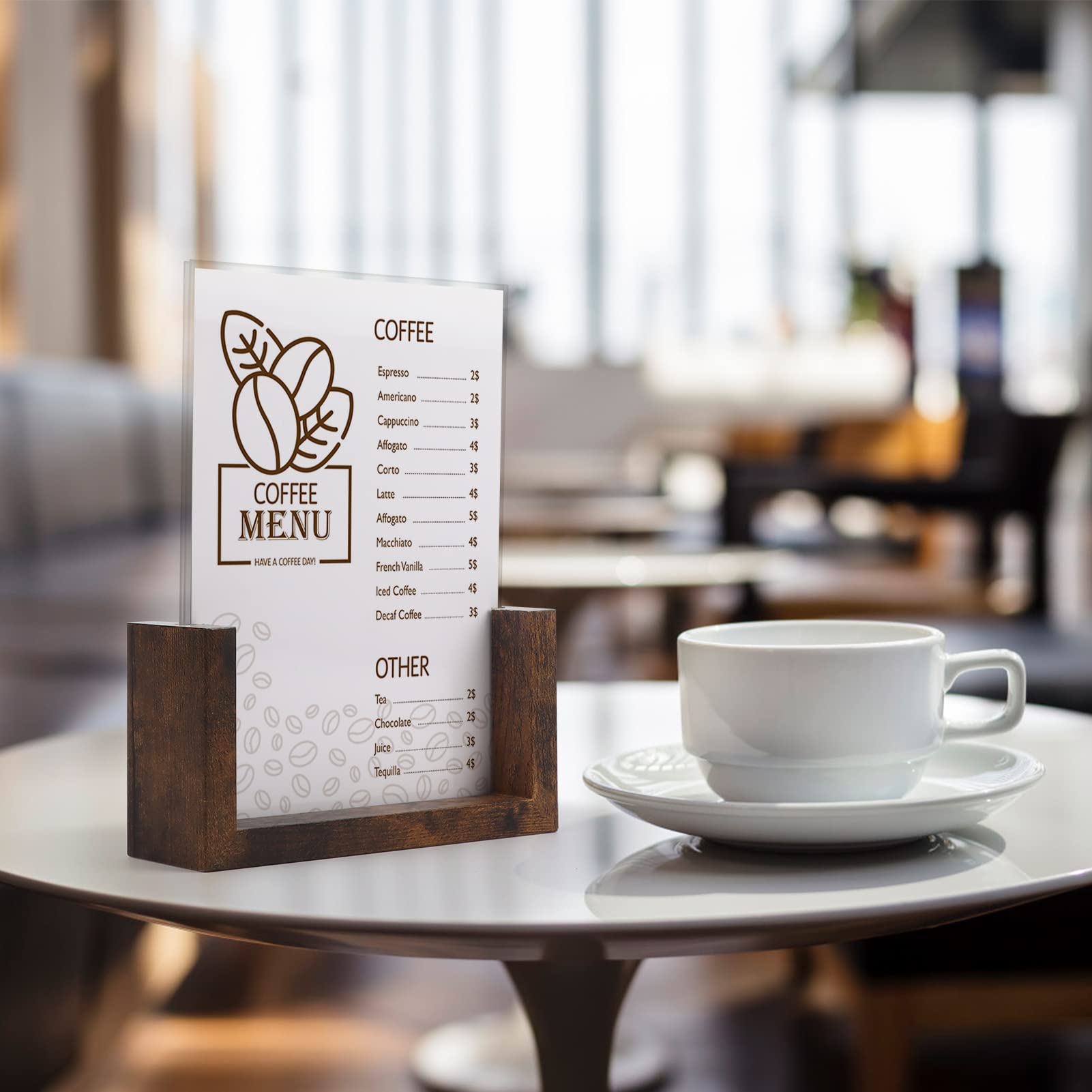 PETAFLOP 5x7 Picture Frame Set of 2, Rustic U-shaped Double Sided Frames Made to Display 5 by 7 Photos, Menu Holder Sign Card St