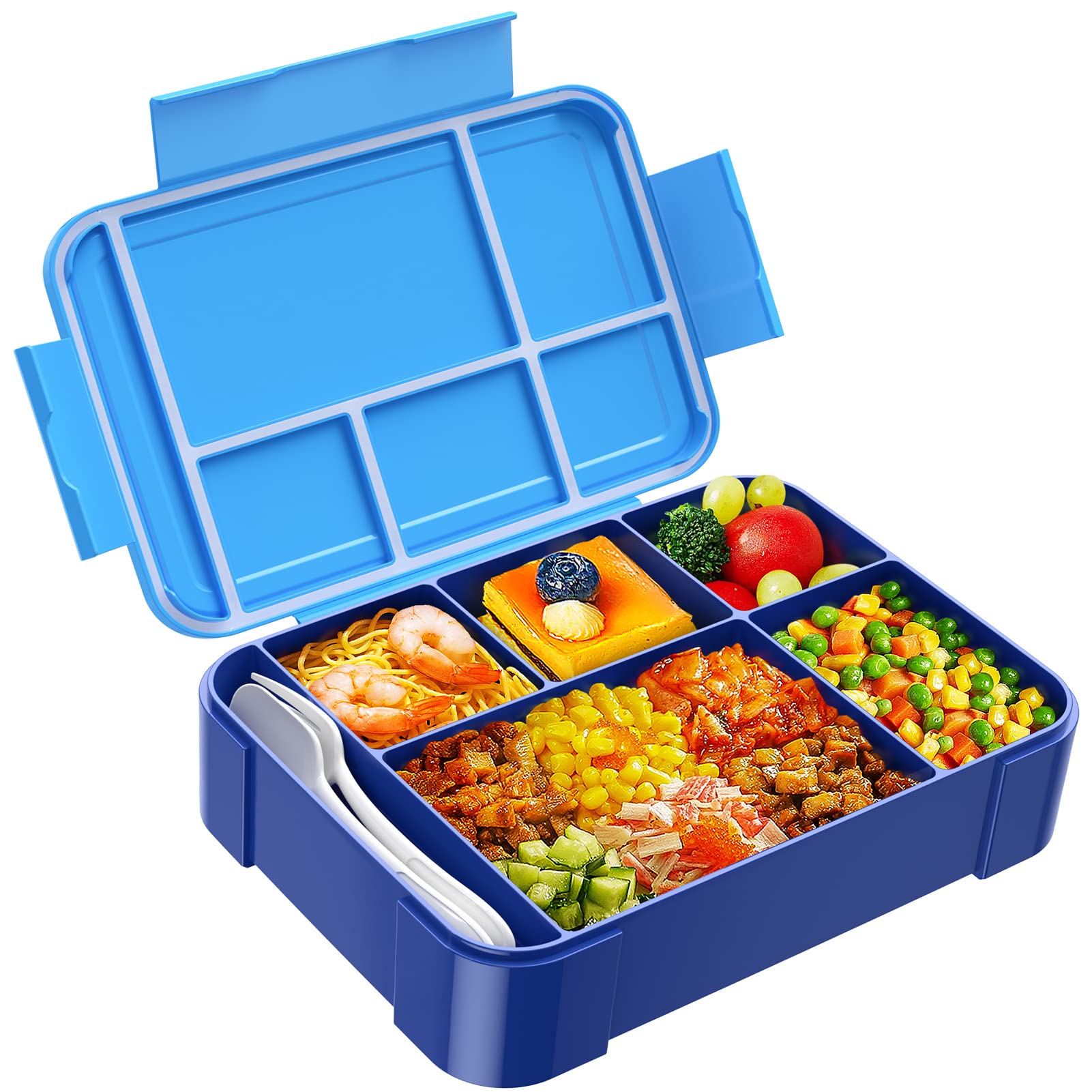 Jelife Bento Lunch Box For Kids - 1450Ml Leakproof Kids Bento Box 6 Compartments Toddler Lunch Boxes With Silverware For Back To