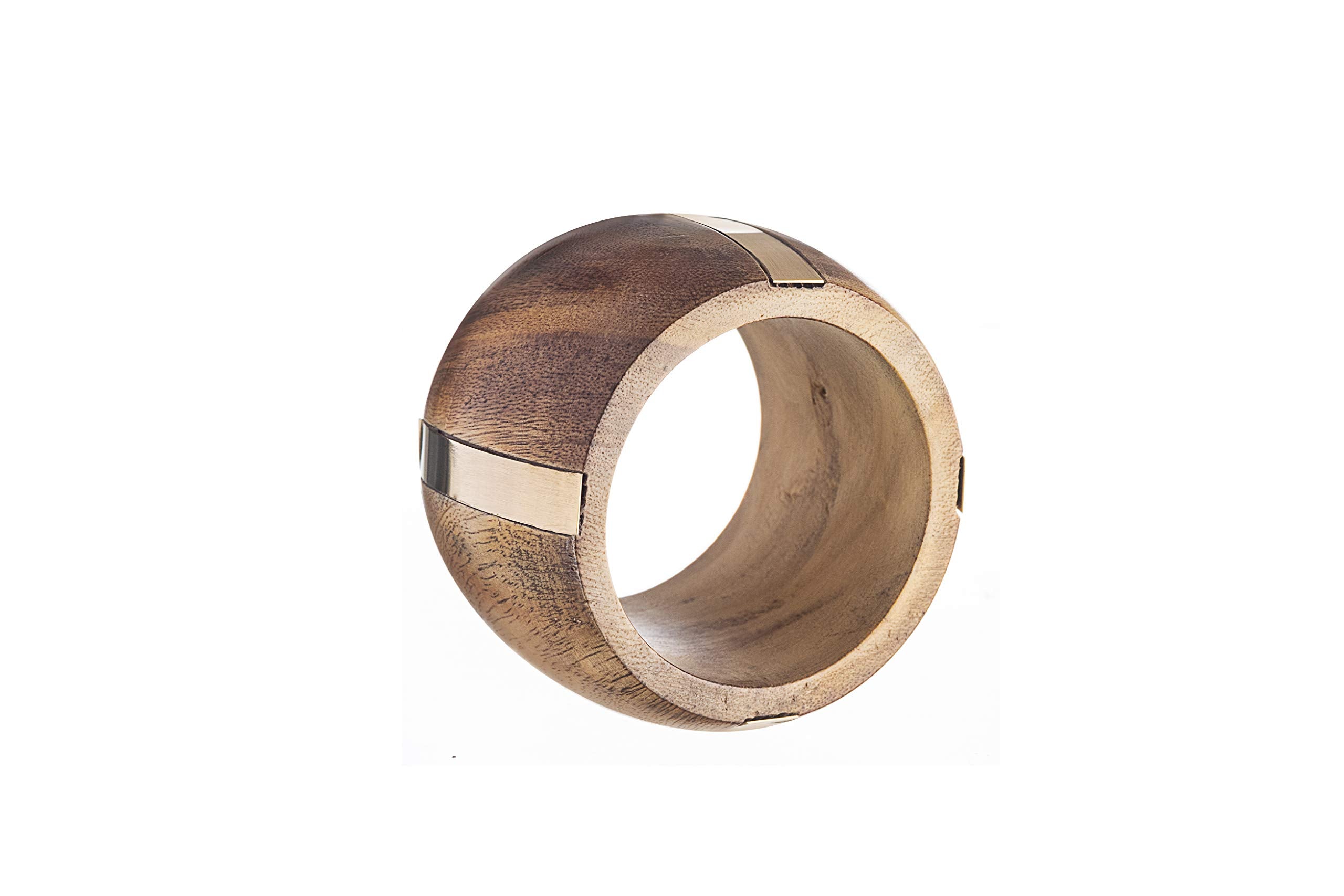 Cmei Brass & Wood Napkin Rings, Set Of 6