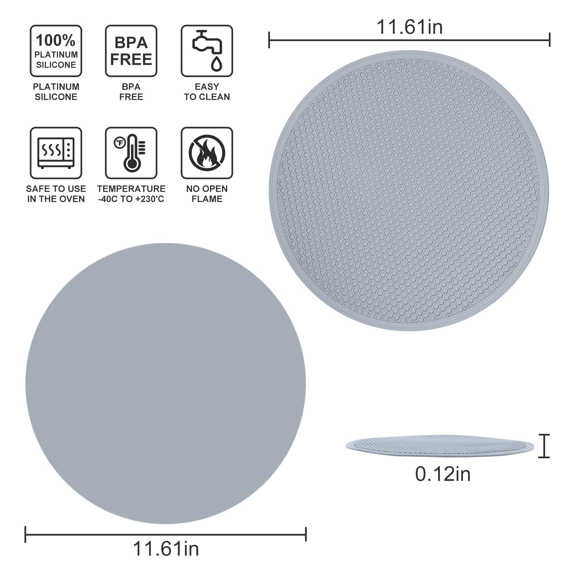 Smithcraft Silicone Microwave Mat, Trivets For Hot Dishes, Pots & Pans, Hot Pads For Kitchen, Dia 11.81'' Heat Resistant Mat For