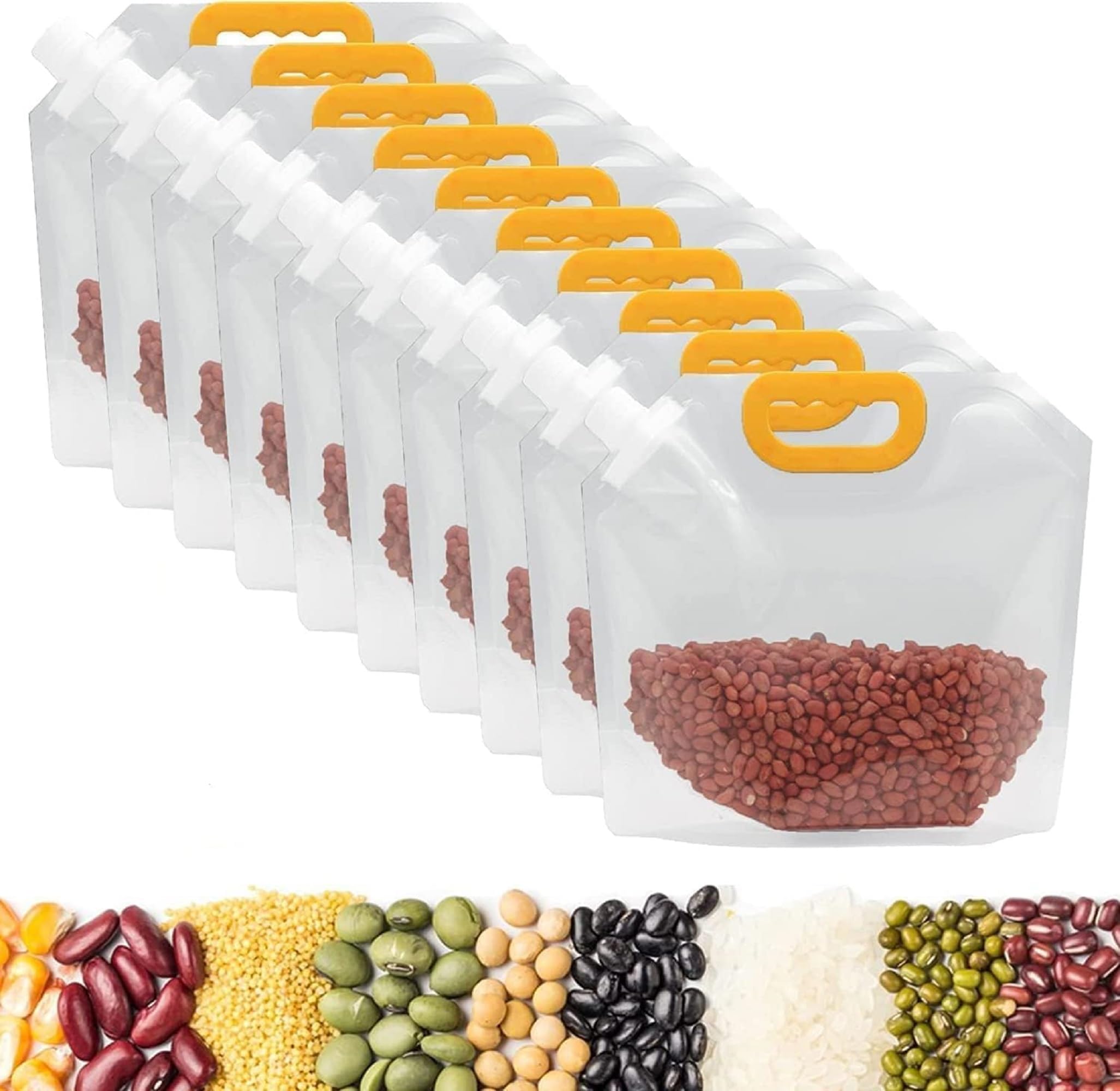 Reusable Plastic Storage Bags With Screw Cap And Carry Handle For Dry Food And Grains