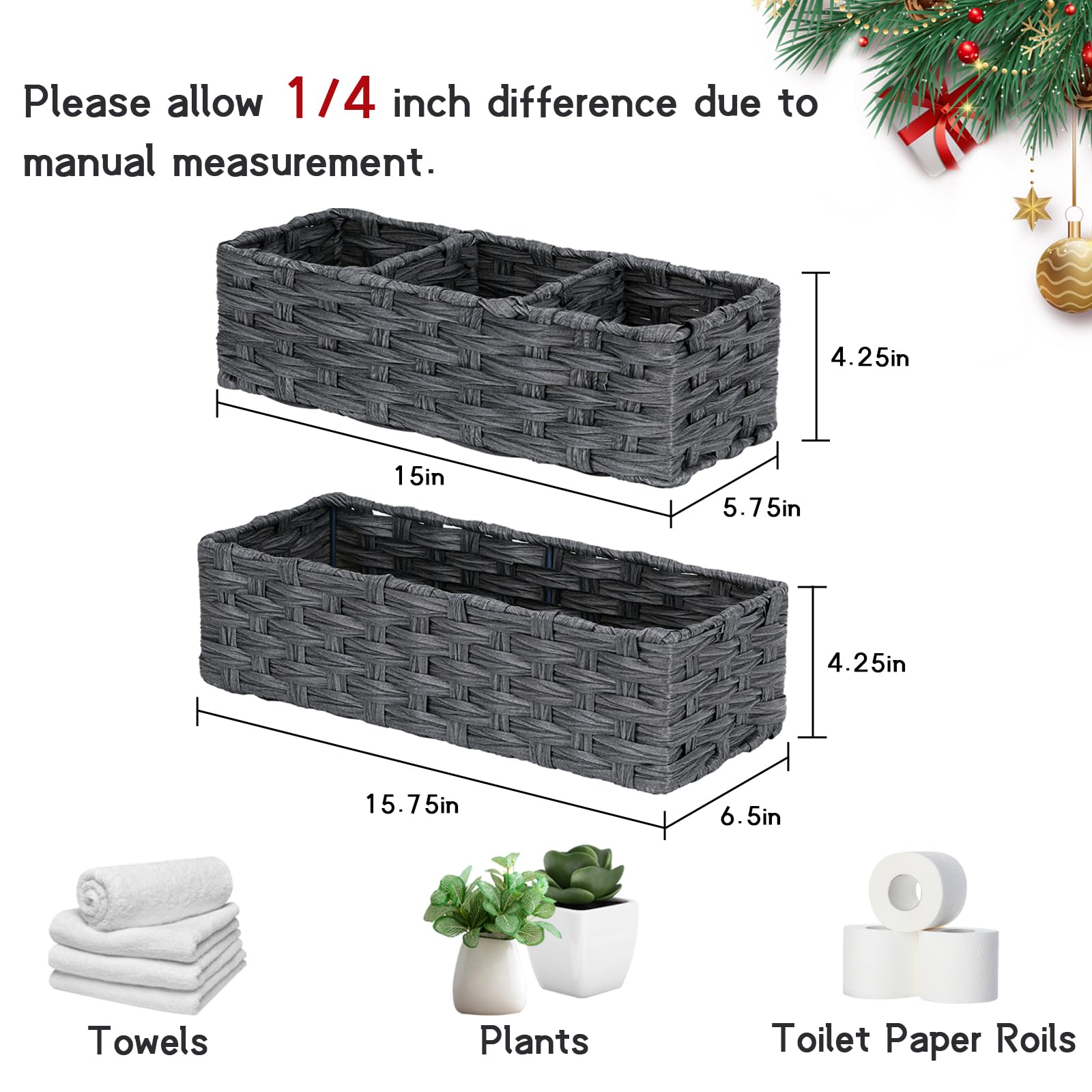 Dullemelo Toilet Paper Basket For Organizing, Small Bathroom Baskets For Storage, Waterproof Toilet Paper Basket For Back Of Toi