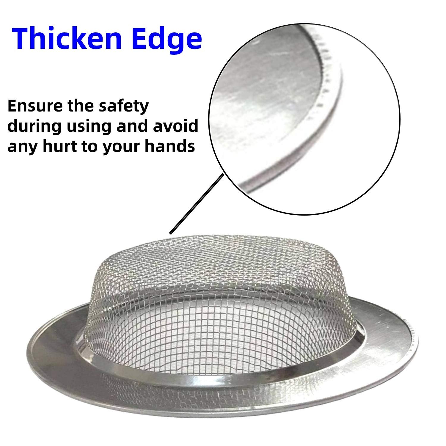 2 Pack 4.5'' Kitchen Sink Drain Strainers  Stainless Steel Drain Cover with Anti Clogging Mesh  Thicken Edge