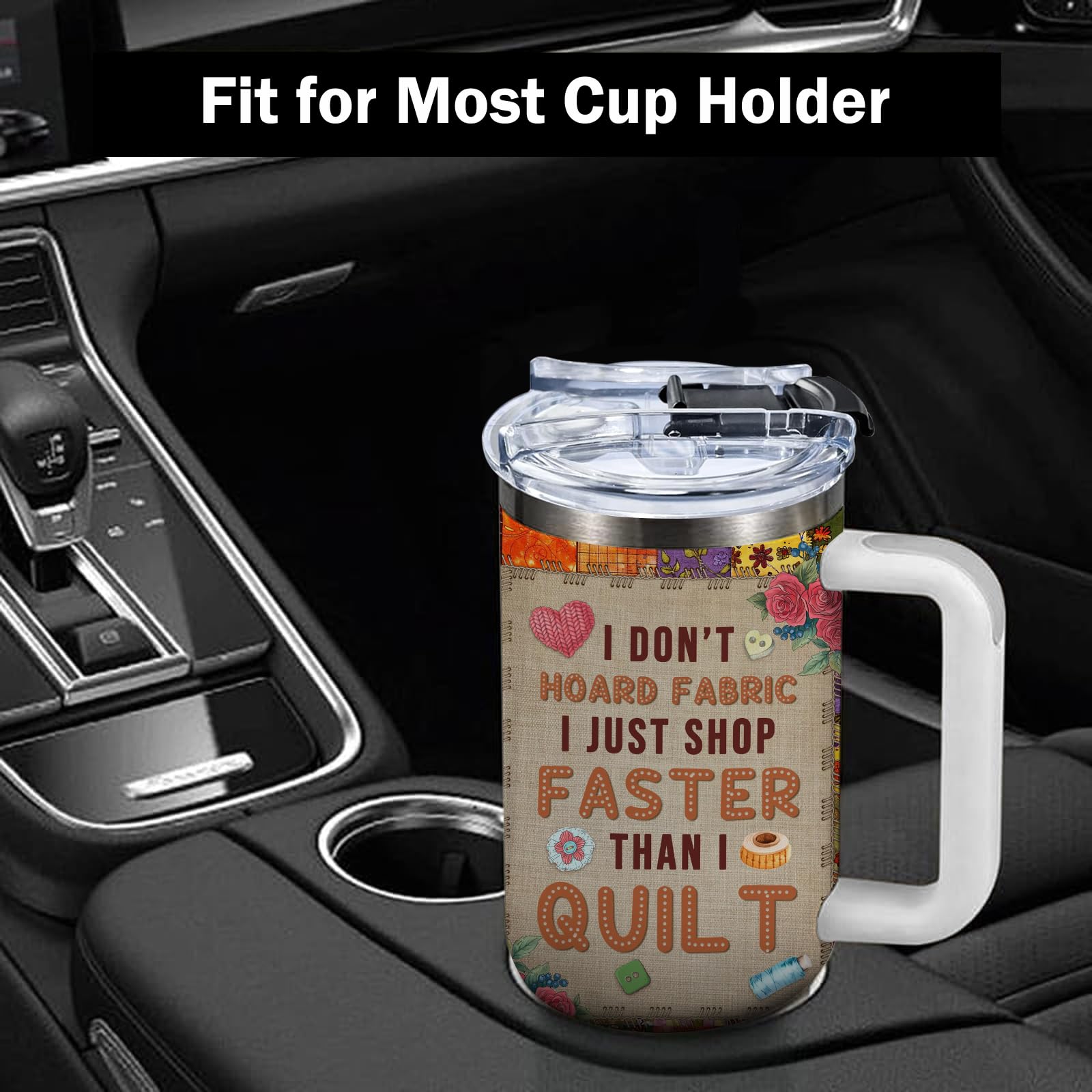 CGMIBAS Funny Sewing Tumbler 30oz - I Dont Hoard Fabric I Just Shop Faster Than I Quilt Gift for Quilters, Sewing Lovers - Insu