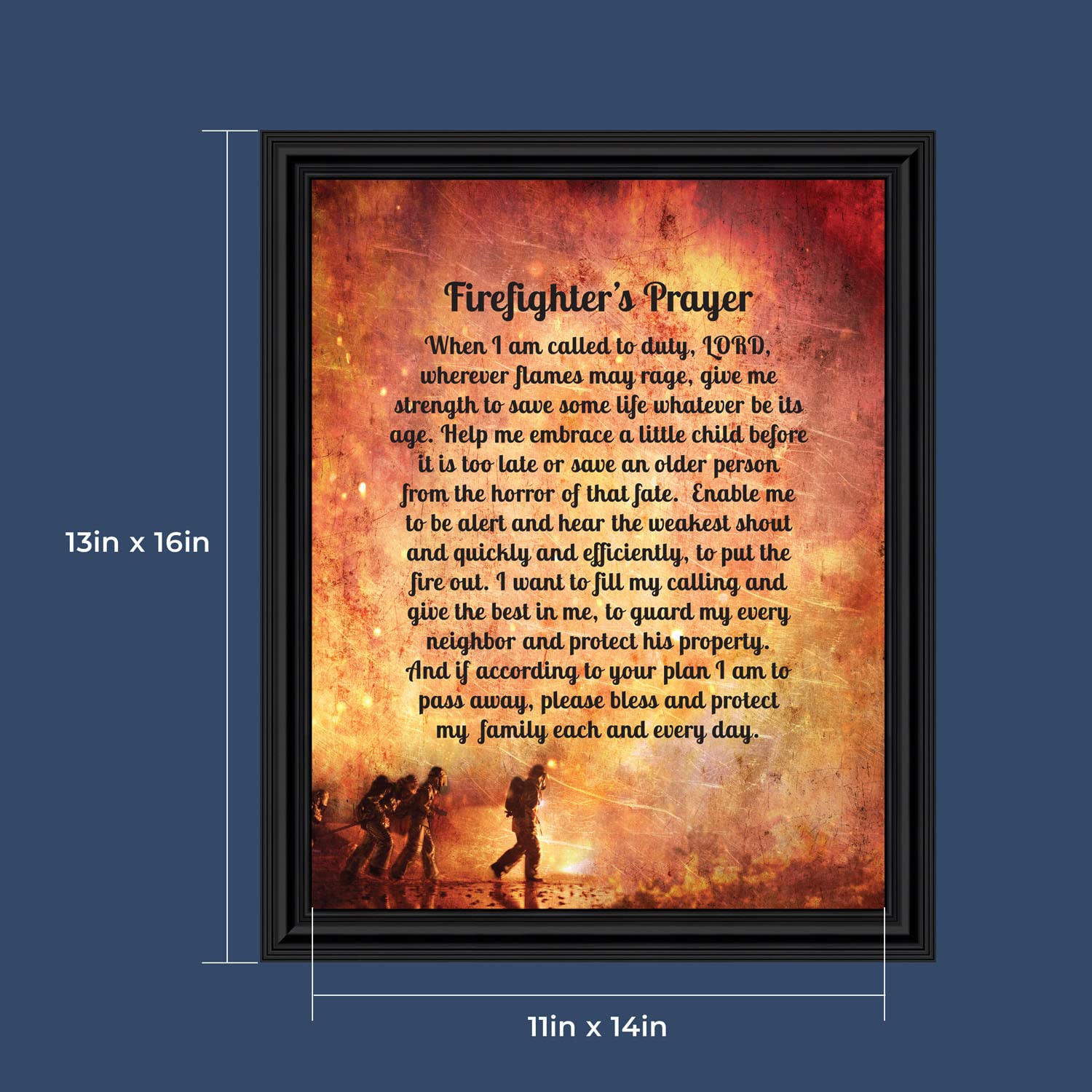 Crossroads Home D  Cor Firemans Prayer Picture Frame, Firefighter Decor, Firefighter Graduation Present, 2104B