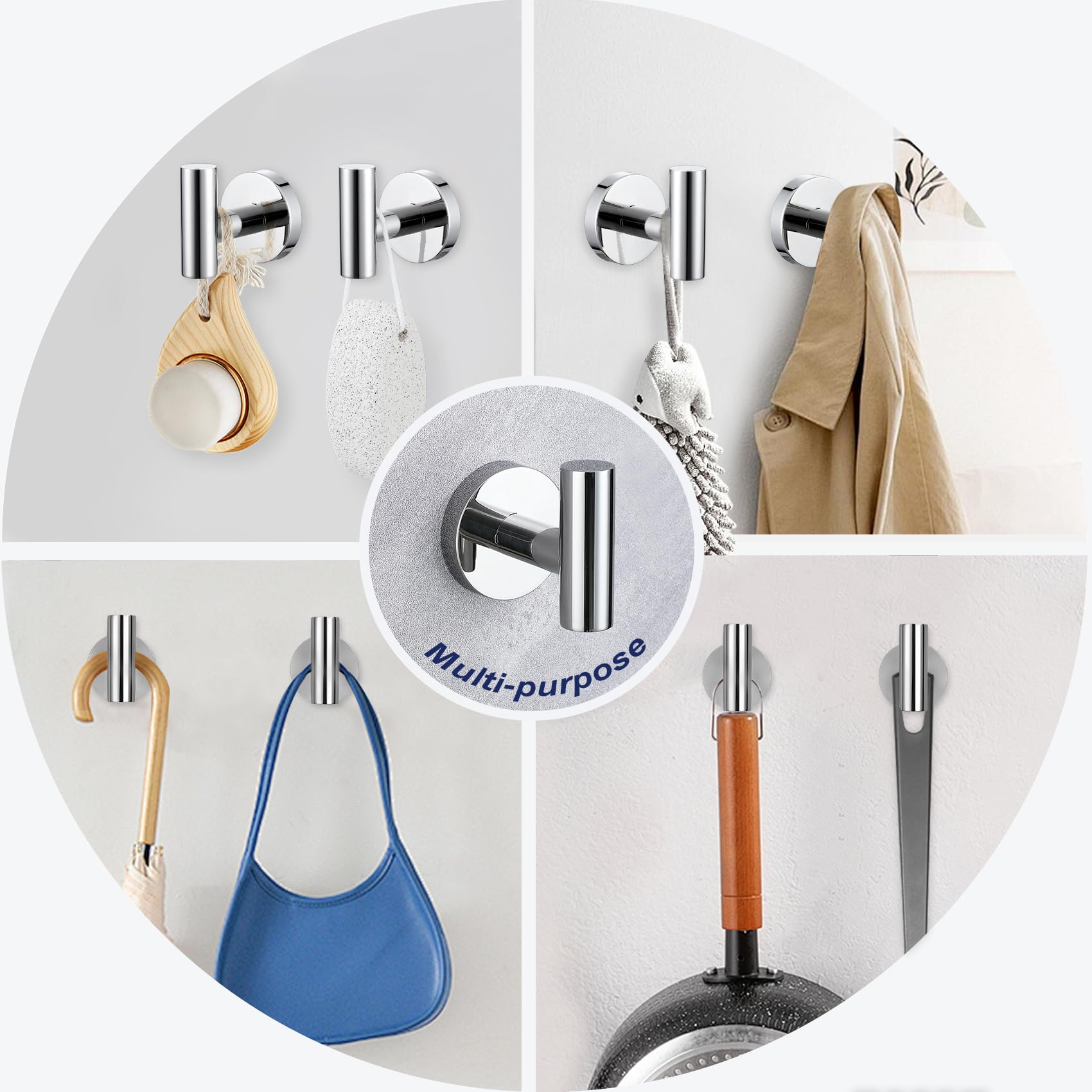 5 Pieces Bathroom Hardware Set, 23.6-Inch+15.35-Inch Bathroom Towel Bar Sus304 Stainless Steel Bathroom Towel Bar Set Polished C