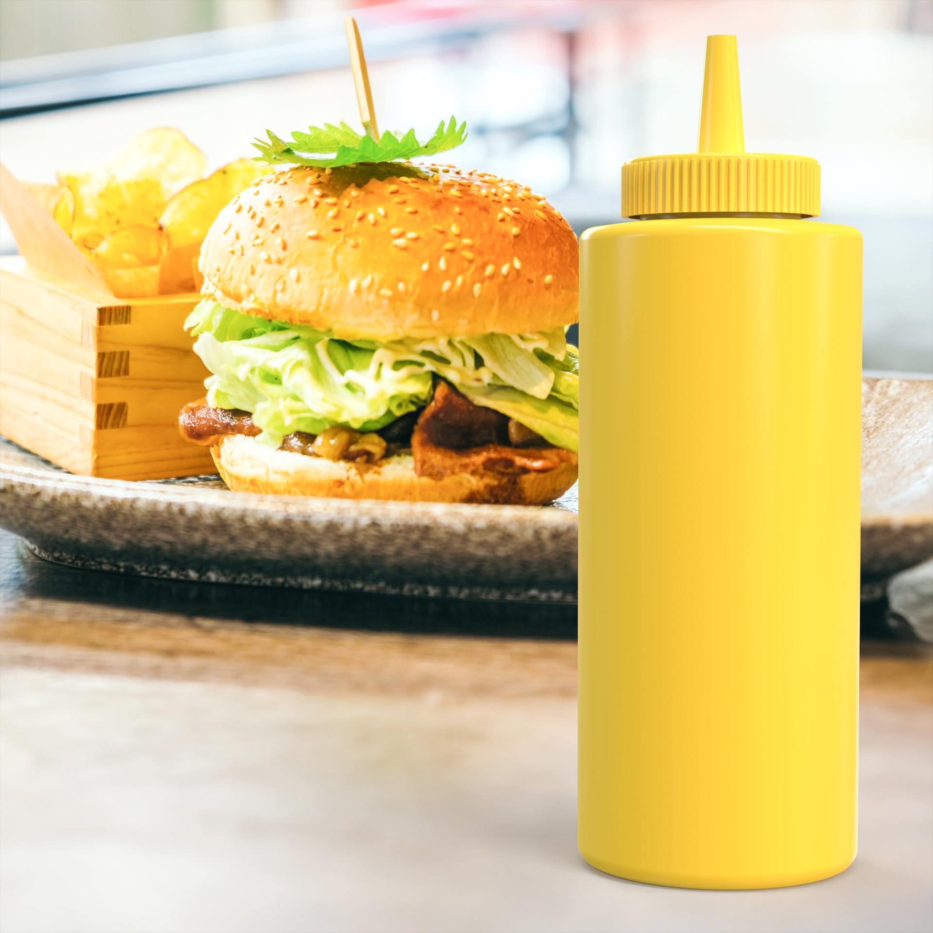 Brightfrom Condiment Squeeze Bottles, Red/Yellow 12 Oz Empty Squirt Bottle With Wide Neck - Great For Ketchup, Mustard, Syrup, S