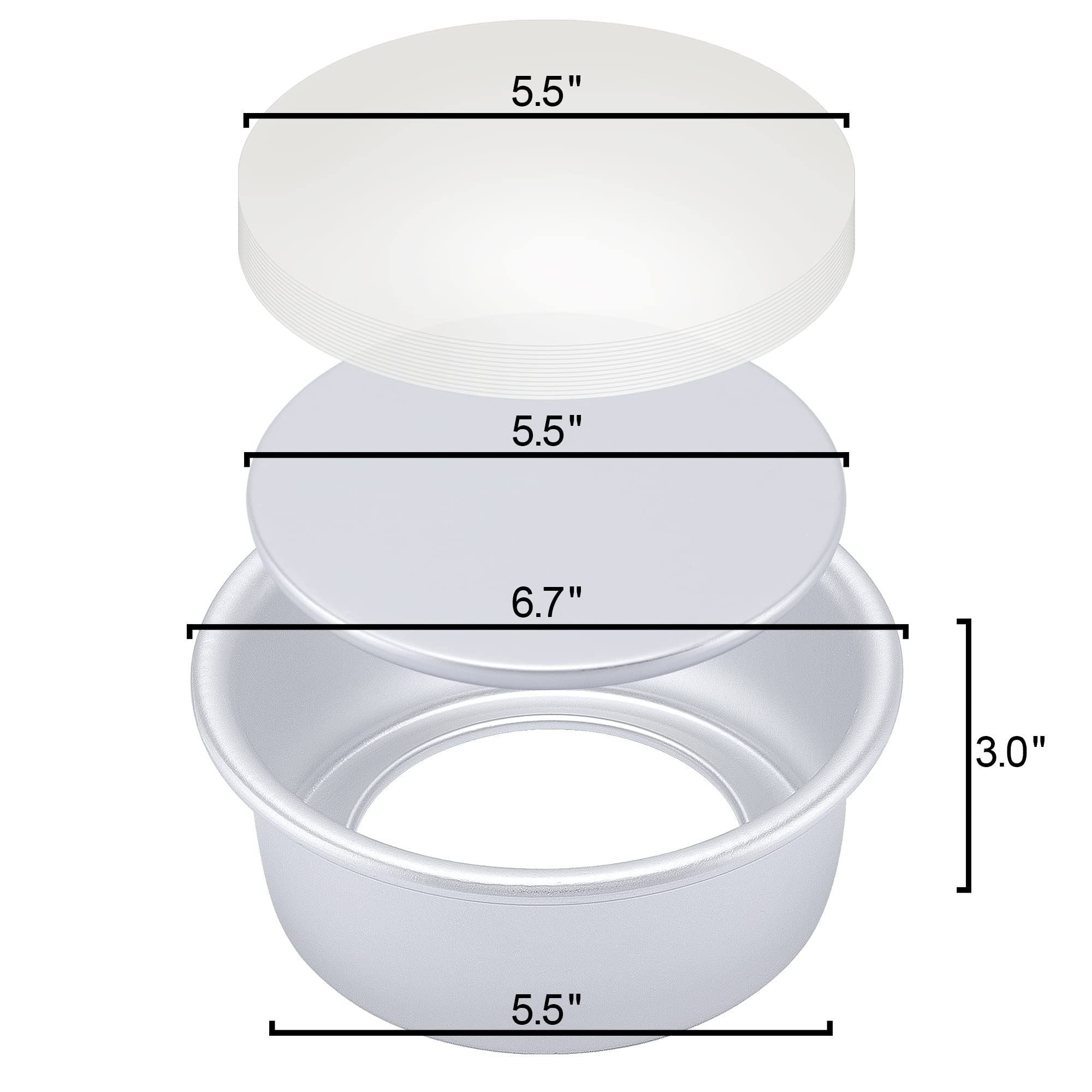 6 Inch Round Cake Pan Set Of 4, Nonstick Aluminum Baking Pans With 100 Sheets Parchment Paper, Tins Bakeware For Making Layered