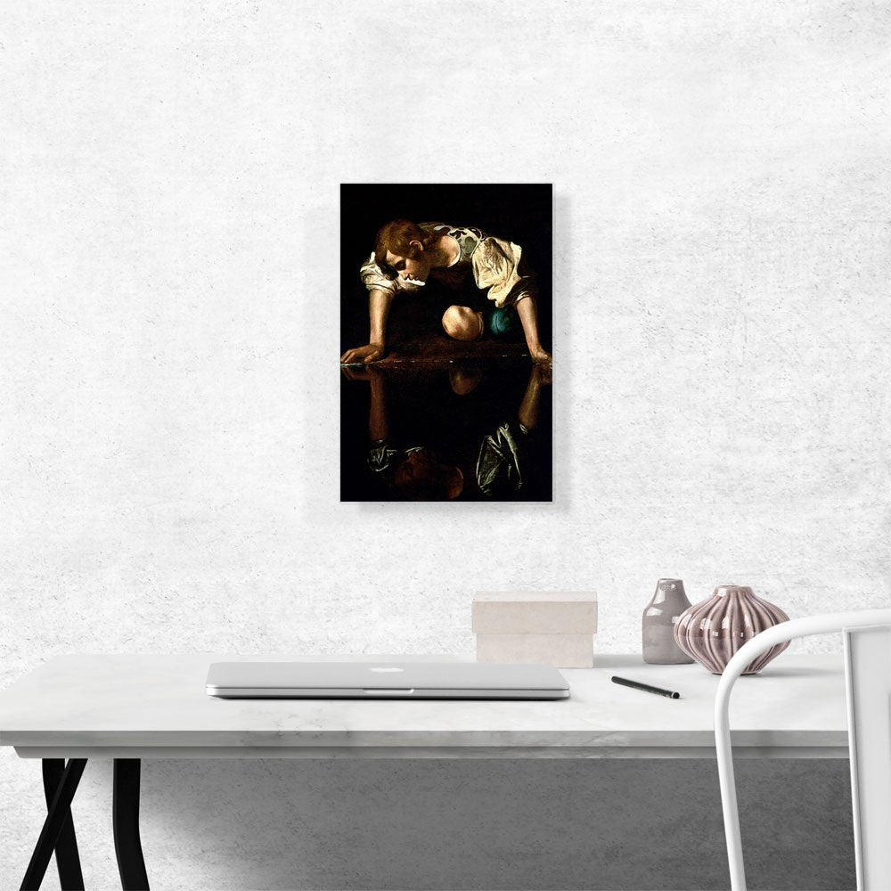 Artcanvas Narcissus 1599 Canvas Art Print Stretched Framed Painting Picture Poster Giclee Wall Decor By Caravaggio - 18'' X 12''