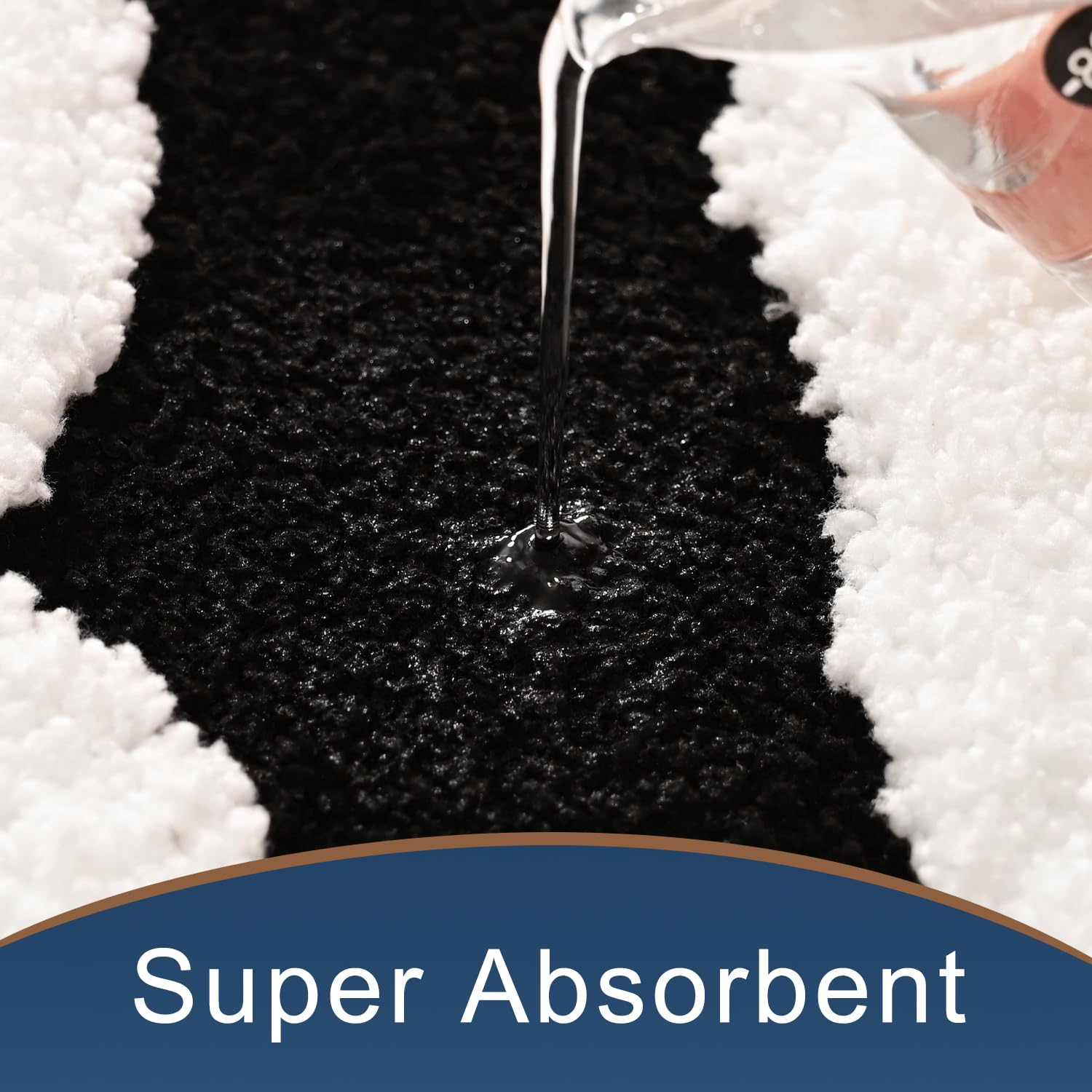 Anybar Bathroom Rug Black and White Bath Mats for Bathroom Non Slip Floor Mat  Thick Soft Shaggy Bath Rugs Cute Bathroom Deocr  Super Absorbent Bathmat Machine Washable Carpet for Shower 16 x 24