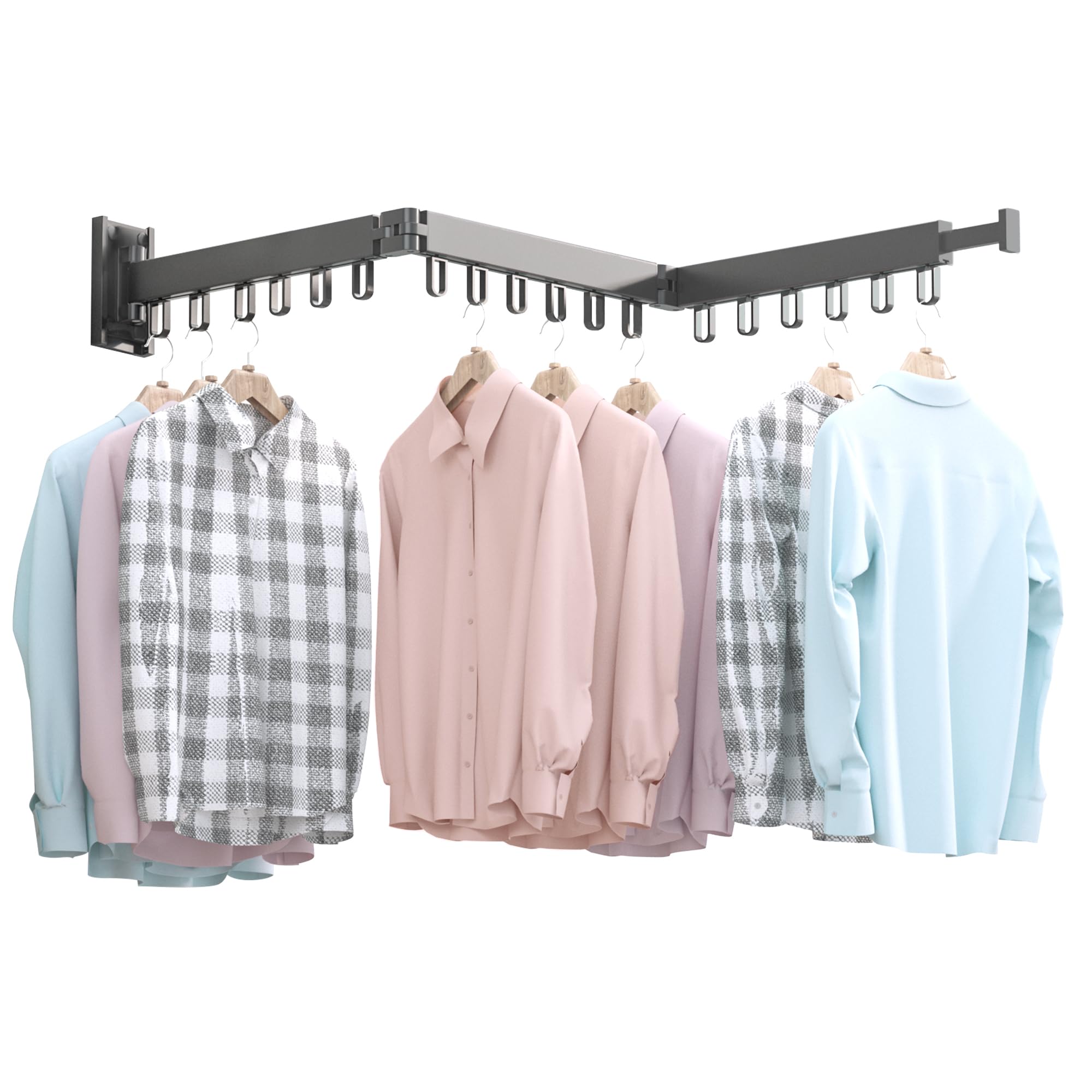Boqorad Aluminum Clothes Drying Rack,Wall Mounted Space-Saver,Retractable,Collapsible, Strong Load-Bearing,For Balcony,Laundry,W