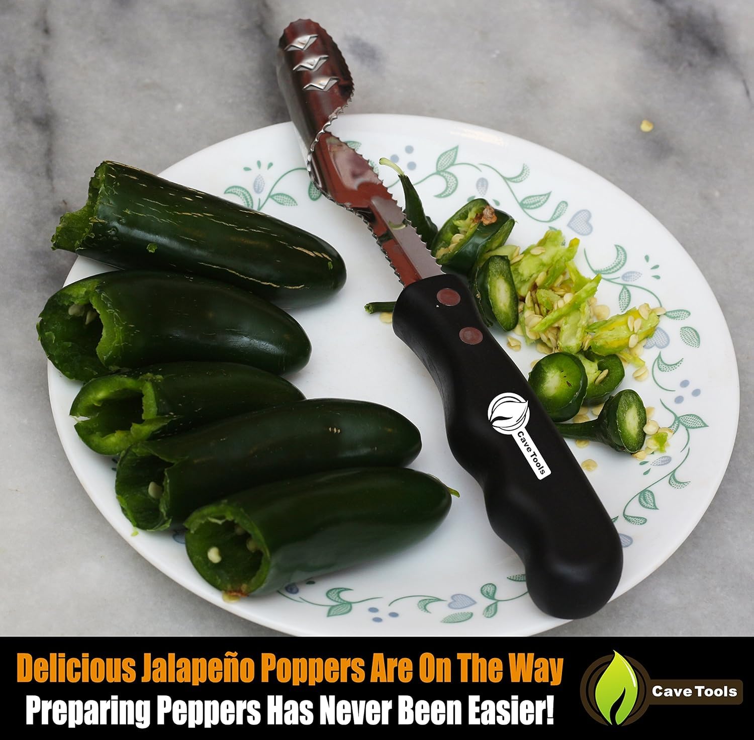 Cave Tools Jalapeno Pepper Corer And Deseeder To Peel Or Slice Off Bell, Banana, Or Chili Pepper Tops/Stems For Roasting Poppers