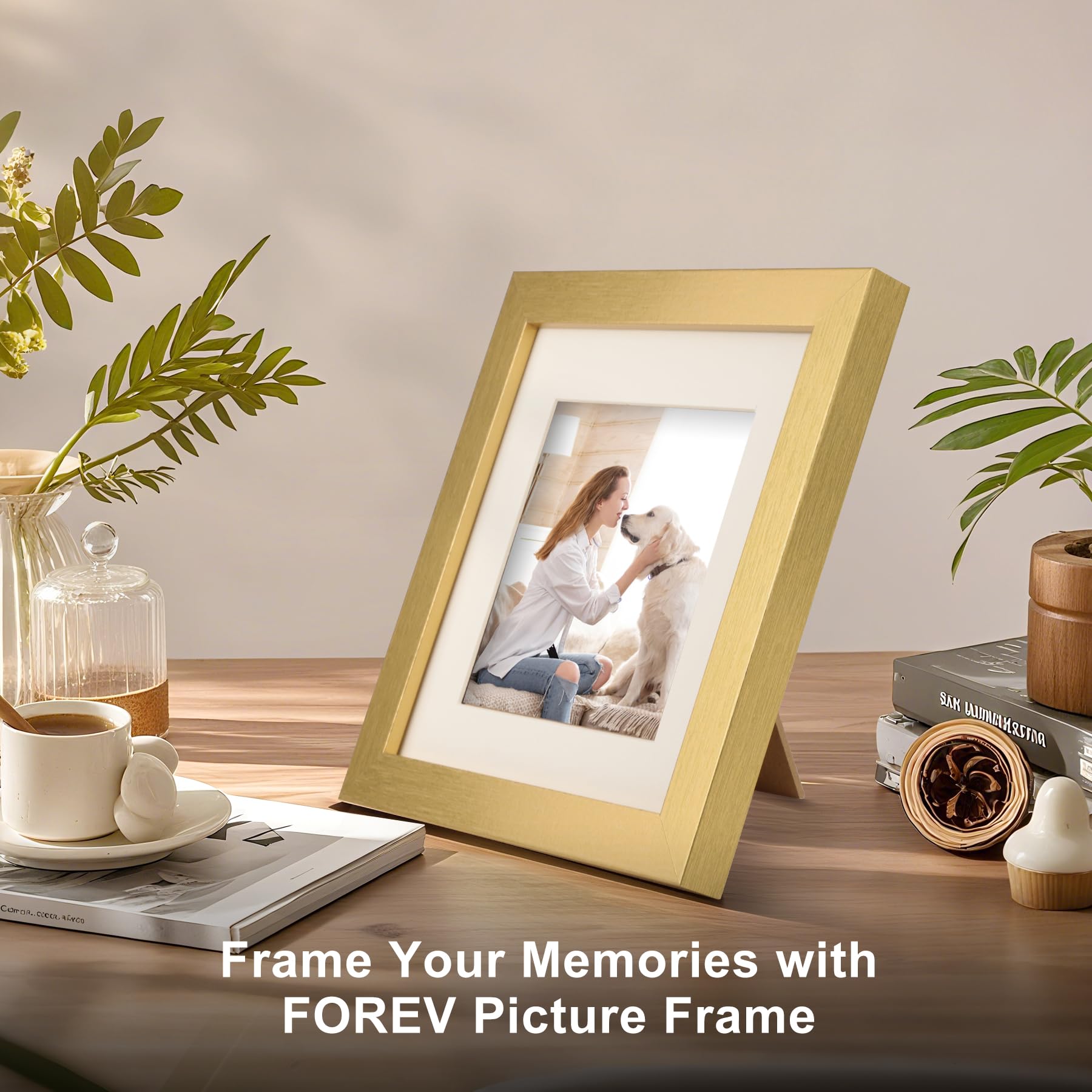 TOFOREVO Picture Frames 6x6 Set of 2 Distressed Gold Wood Grain Photo Frame for Gallery Wall Mounting or Tabletop Display