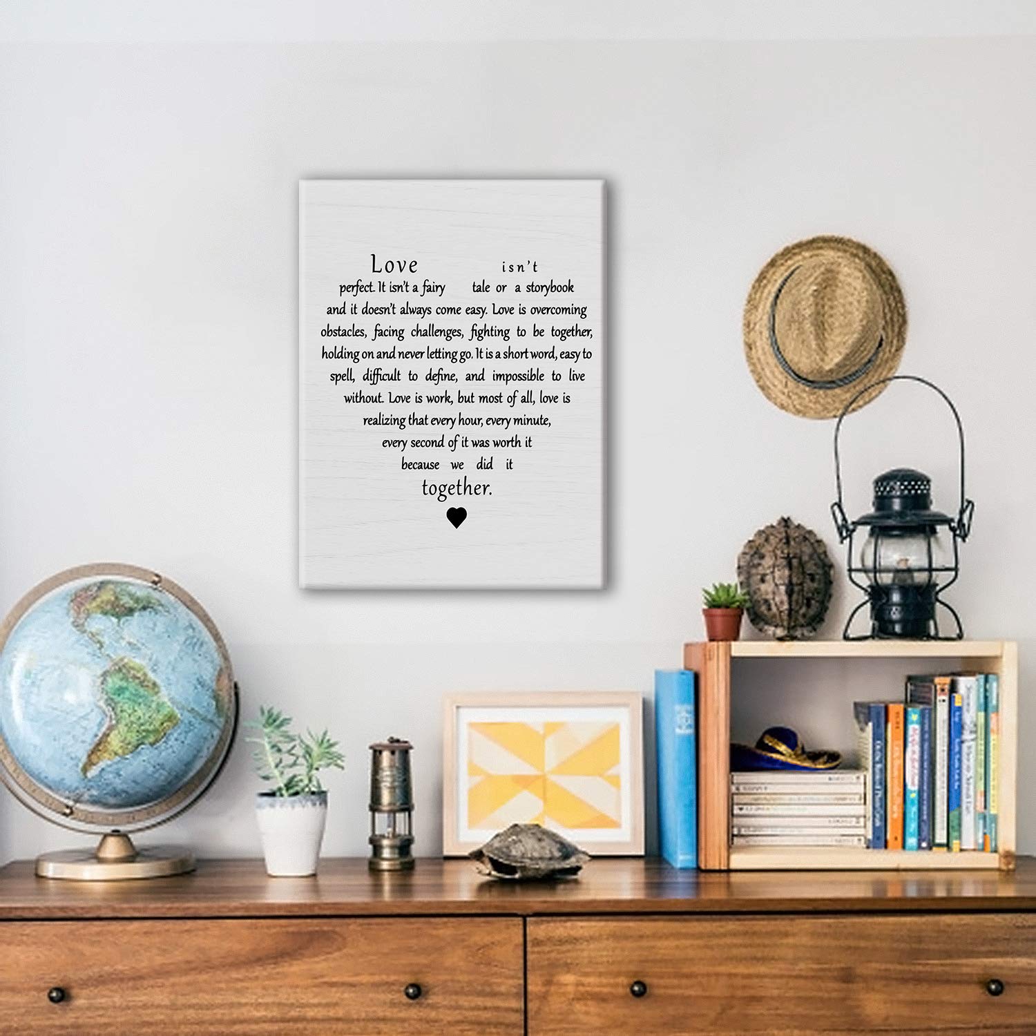 Hijie Inspirational Love Quotes Canvas Wall Art - 15L" x 11.5W", Wood, Ready to Hang, Perfect for Home, Bedroom, Wedding Decor