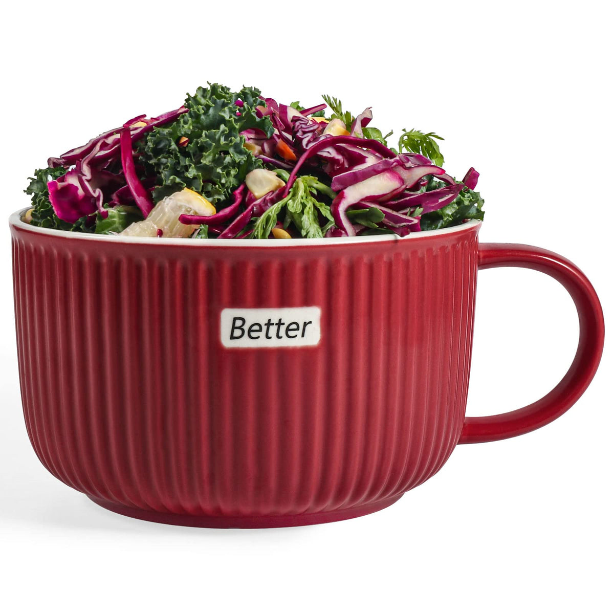 Artena 38 Ounce Soup Bowl With Handles, 6 Inch Jumbo Soup Mug With Handles, Wide Large Cereal Bowl For Oatmeal, Gumbo, Salad, Ov