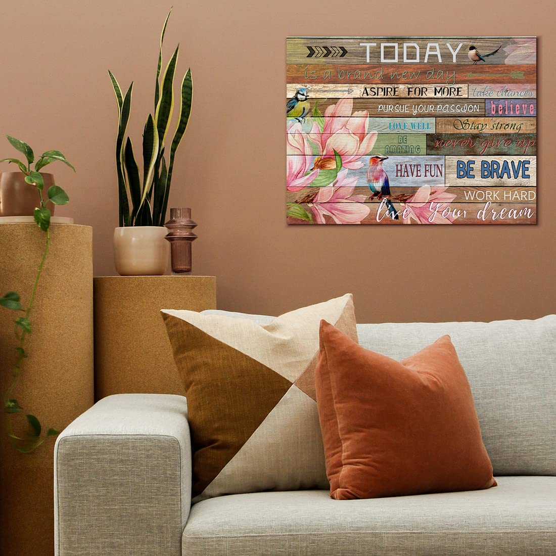 Today is a New Day Inspirational Wall Art for Office Quotes Theme Wall Decor for Women Motivational Canvas Prints Framed Magnolia Picture Poster for Bedroom Inspirational Mothers Day Gifts 12x16