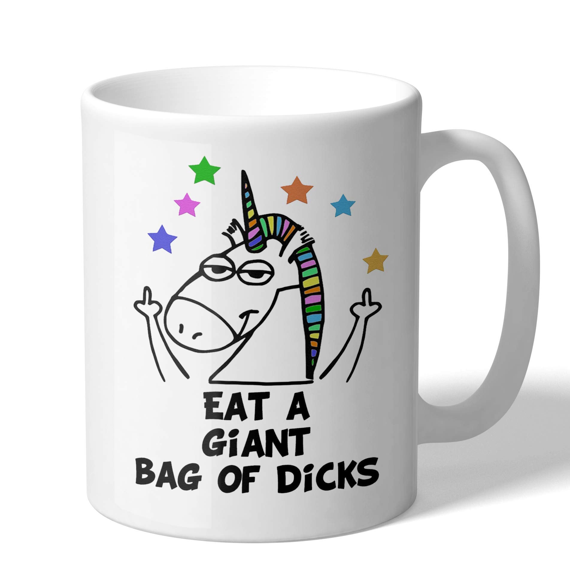 MugBros Funny Unicorn Eat a Giant Bag of Explicit Shuh Duh Fuh Cup Rainbow Middle Fingers 11 Ounce Novelty Coffee Mug
