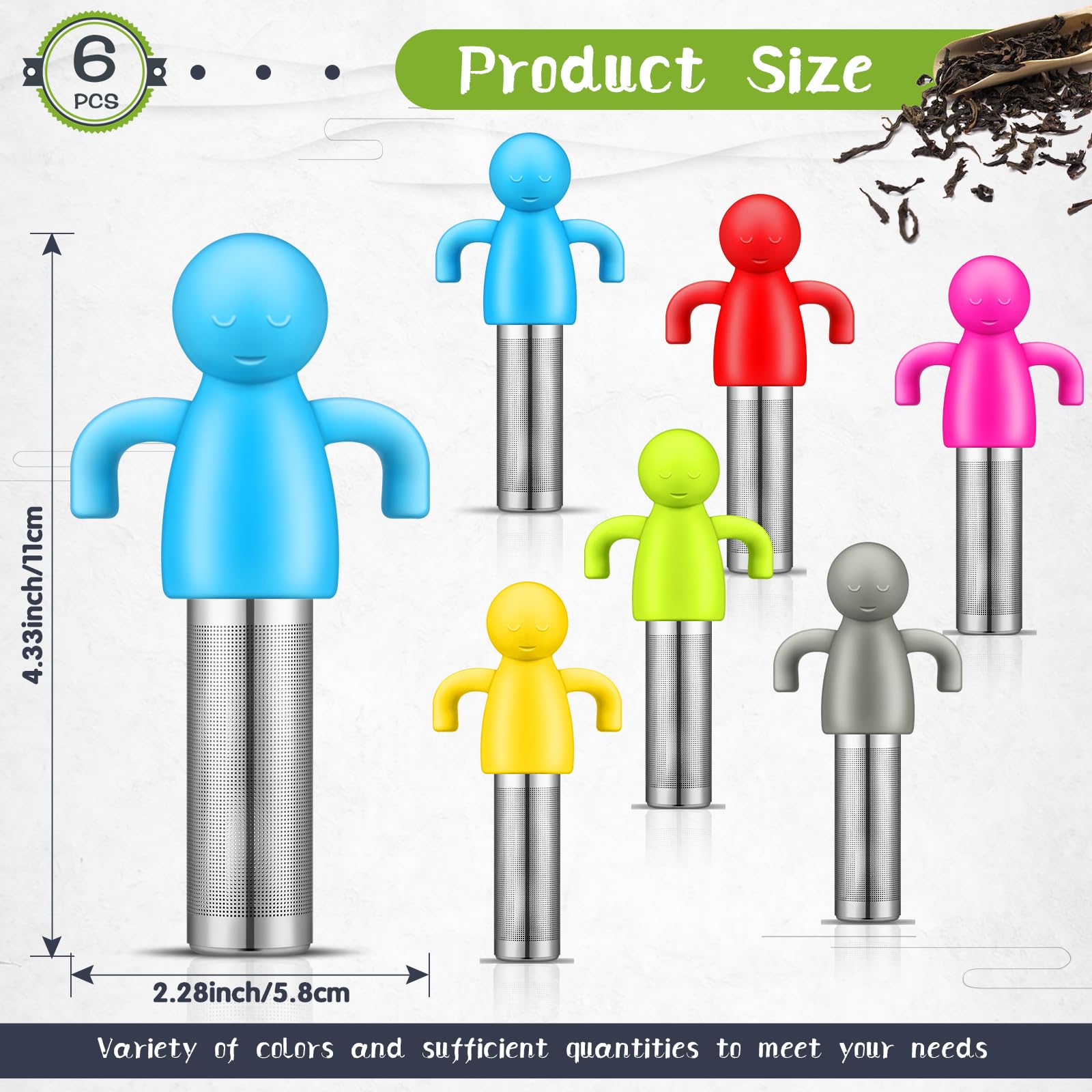 Set Of 6 Silicone Tea Infuser Filter Loose Leaf Tea Steeper Flower Tea Strainer Spoon Stainless Steel Loose Leaf Tea Ball Handle