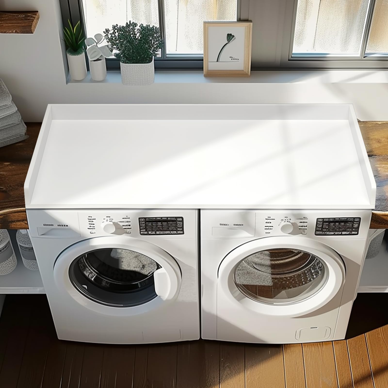 Gashell Washer Dryer Countertop, 27.5" x 54", Extra Large, White, Model GSWDT-001 for Laundry Room Organization