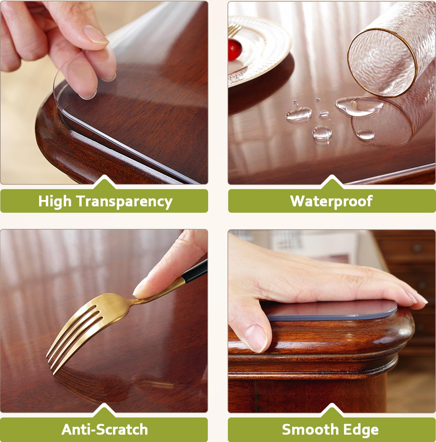 Ostepdecor Clear Table Protector 2Mm Thick, 18 X 60 Inch Clear Table Cover Protector, Plastic Table Cover, Pvc Clear Desk Pad, T