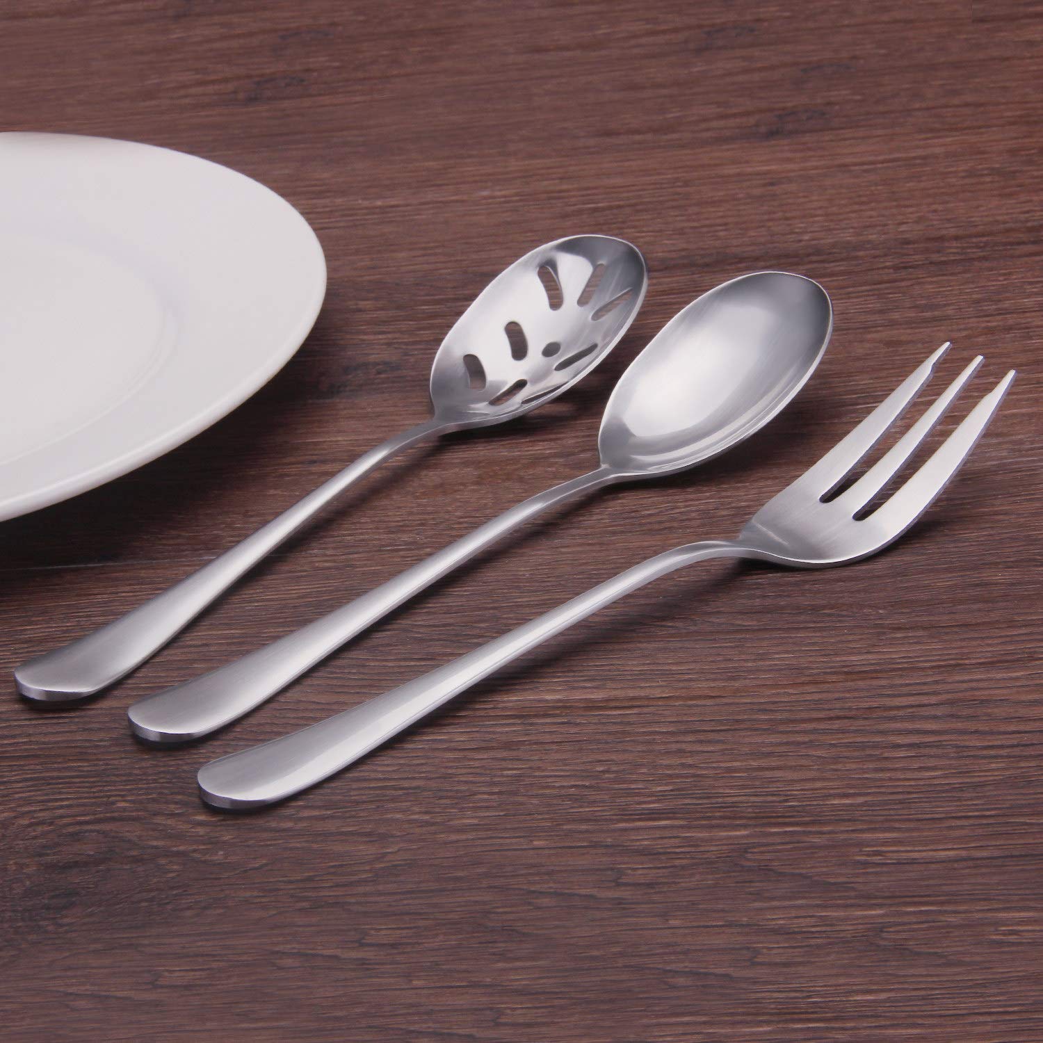 5-Piece 18/0 Stainless Steel Serving Set, Sharecook Large Hostess Set With Round Edge, Mirror Finished,Dishwasher Safe