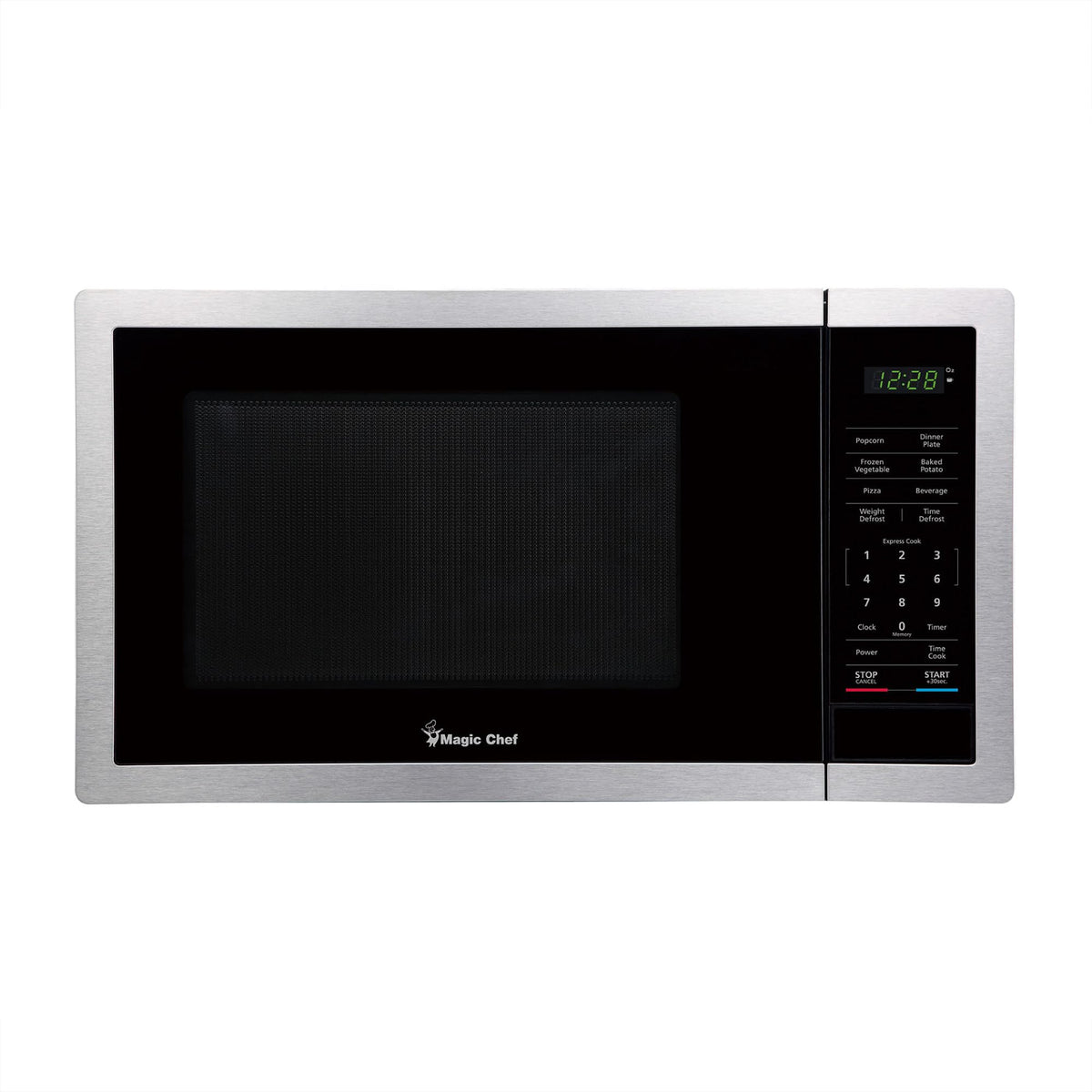 Magic Chef 900 Watts 0.9 Cubic Feet Small Countertop Microwave Oven For Compact Spaces With 6 Pre Programmed Cooking Modes, Stai