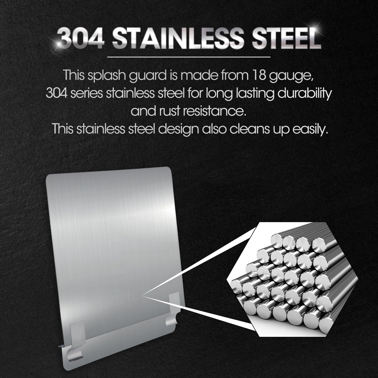 Zipcase Stainless Steel 20-1/2'' W X 18'' H Universal Side Fryer Splash For Commercial Fryers Fitting 0.5'' - 1'' Side, Pack Of