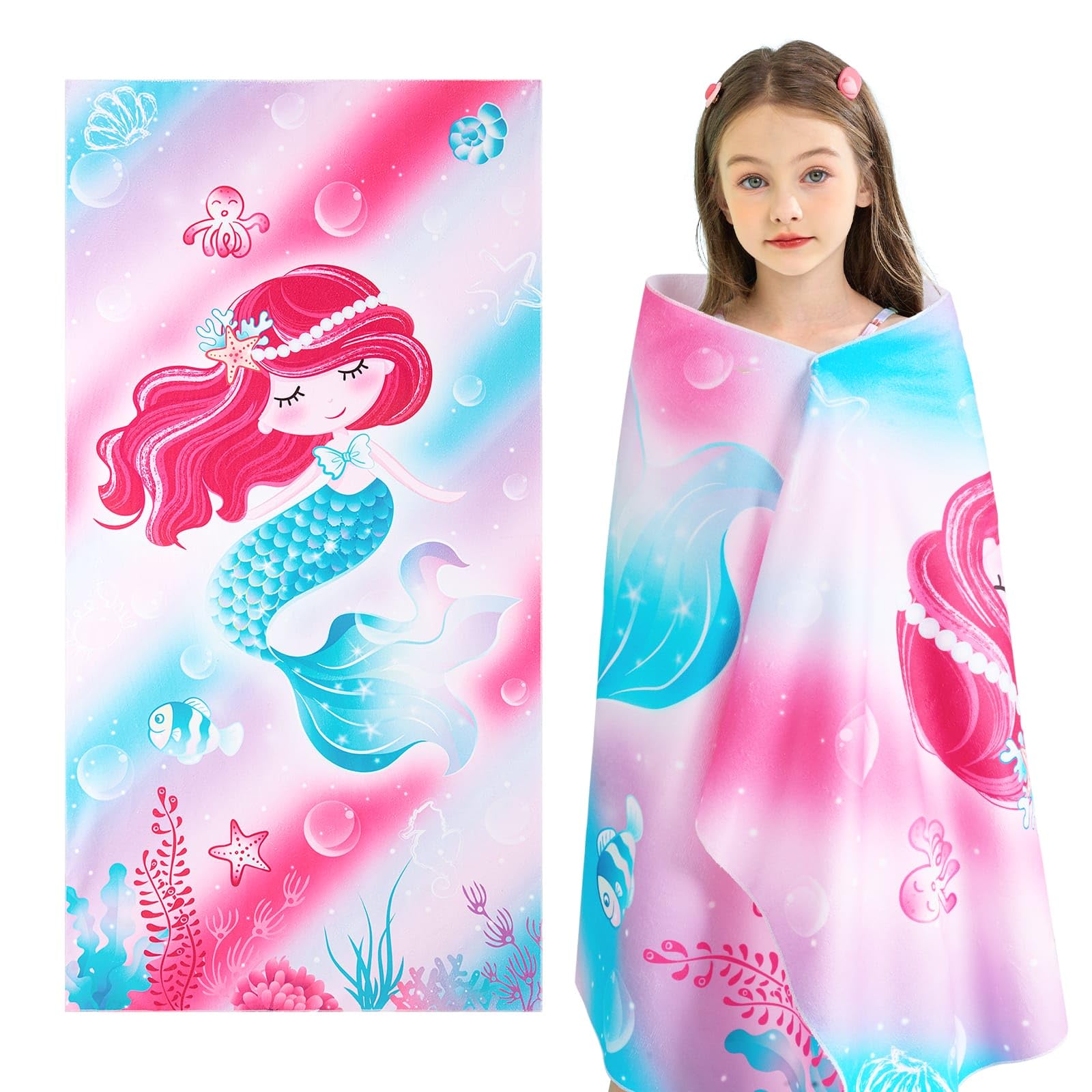 WERNNSAI Mermaid Kids Beach Towel - 30
