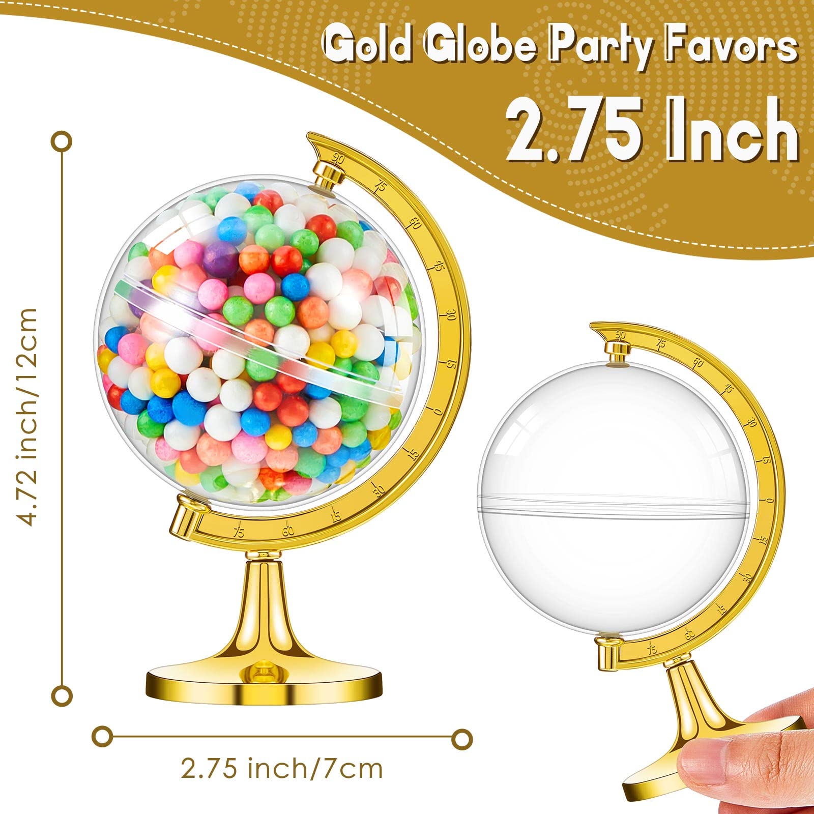 60 Pieces Mini Globe Candy Container Gold Globe Party Favors Containers Fillable Round Candy Jars Decorations For Wedding Bridal