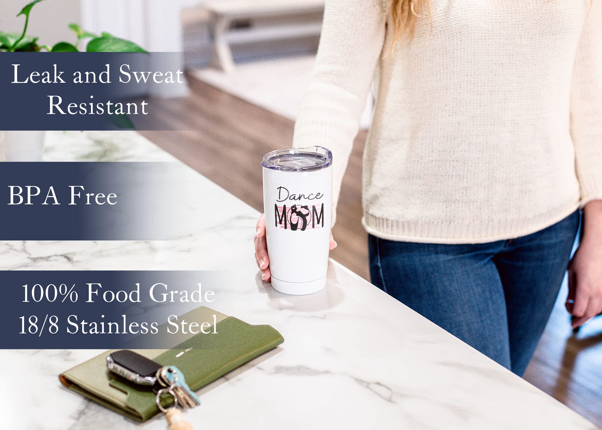 Dicksons Sstumw-86 Ballet Pink 20 Ounce Stainless Steel Travel Tumbler Mug With Lid Mug With Lid, Dance Mom