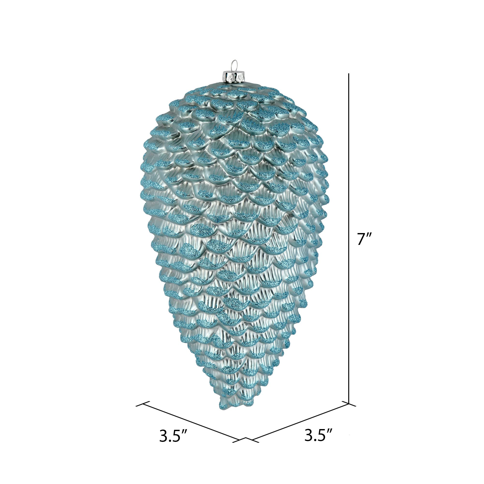 Vickerman 7 Baby Blue Matte Glitter Pinecone Christmas Ornament. Includes 4 Pieces per Pack.
