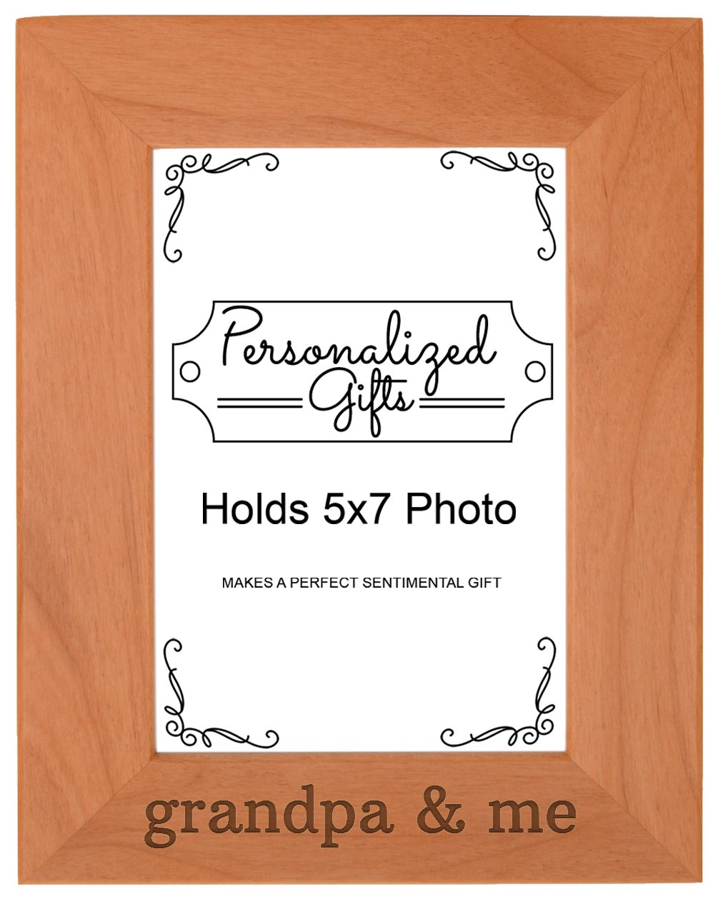 Personalized Gifts Grandpa Gift Grandpa and Me Grandchild Natural Wood Engraved 5x7 Portrait Picture Frame Wood