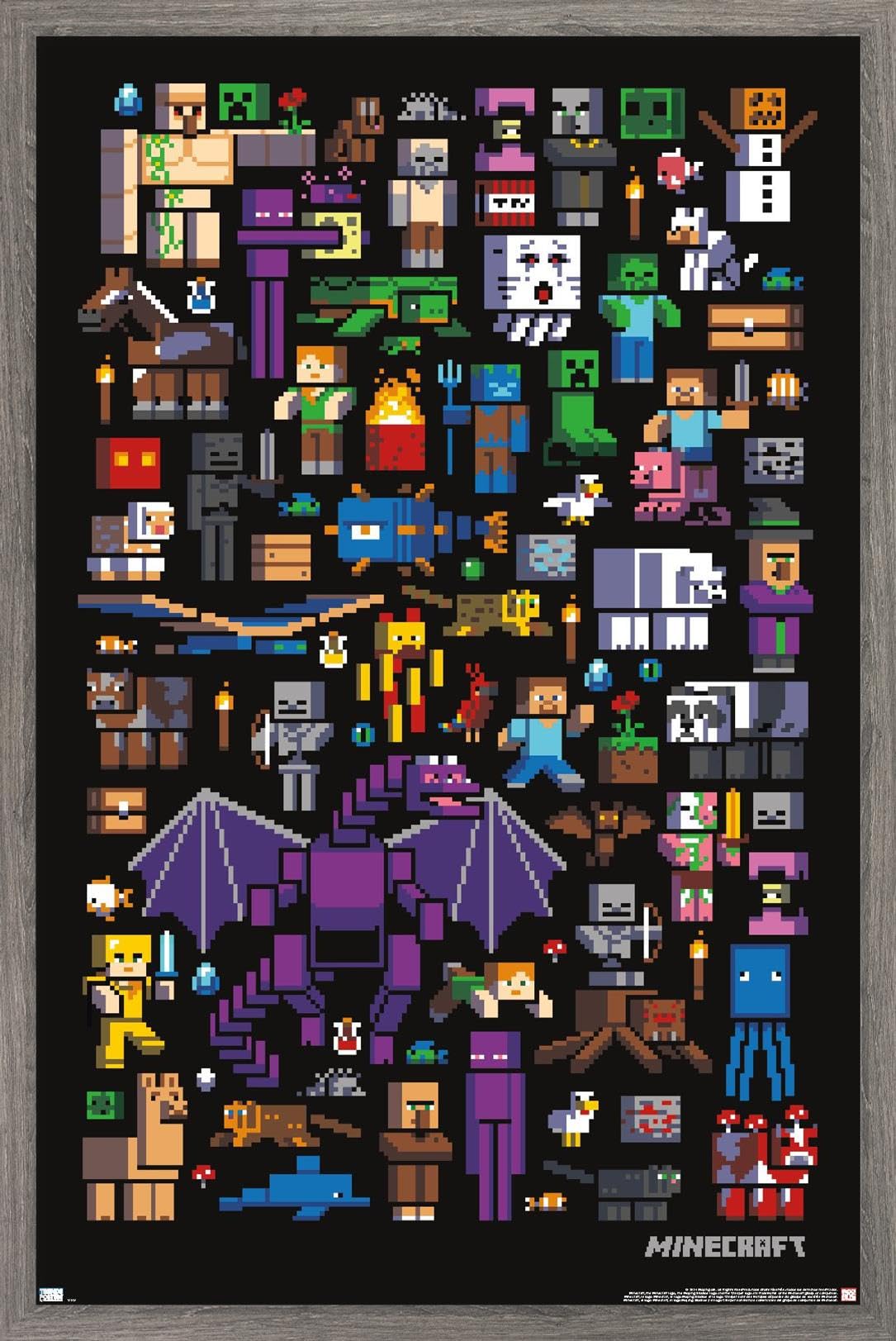 Trends International Minecraft - Mobbery Wall Poster, 14.725'' X 22.375'', Barnwood Framed Version