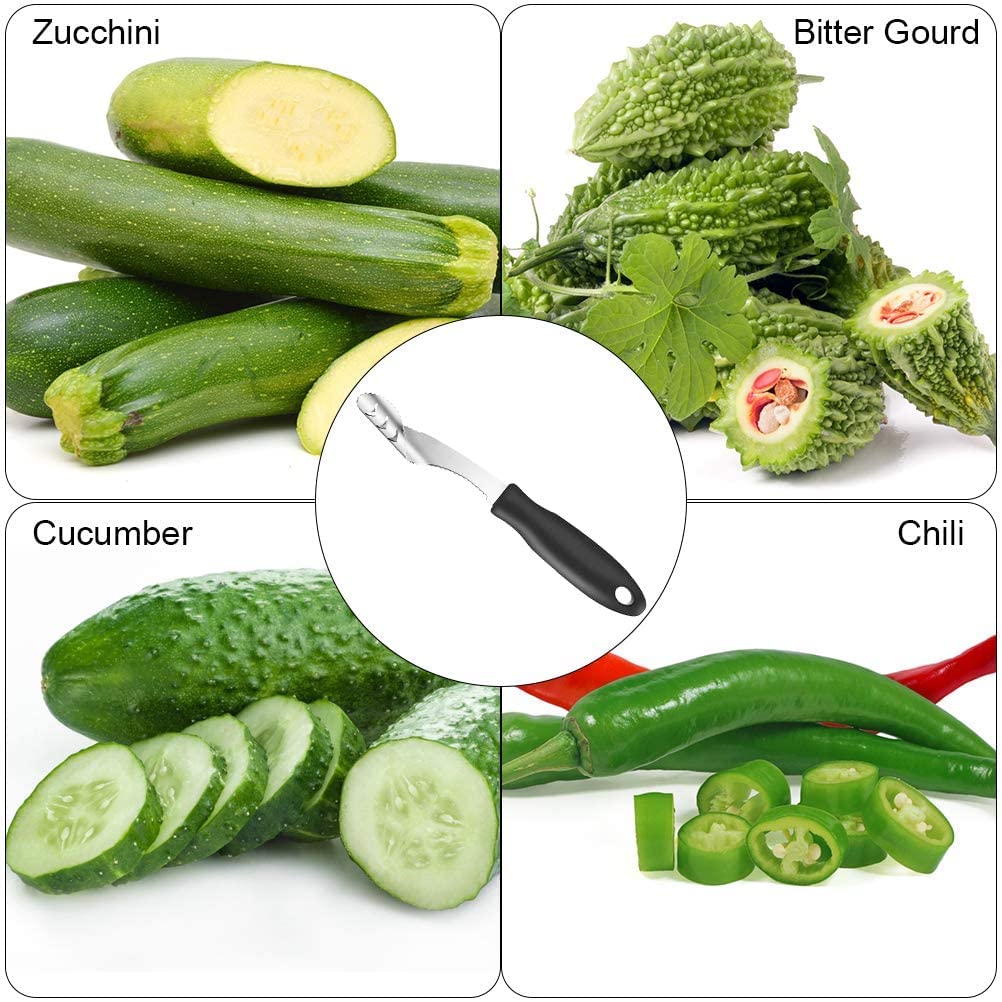 Jalapeno Pepper Corer,Fiotok Stainless Steel Chili Corer Remover Kitchen Tool With Serrated Slice And Rubber Handle Easily Seed
