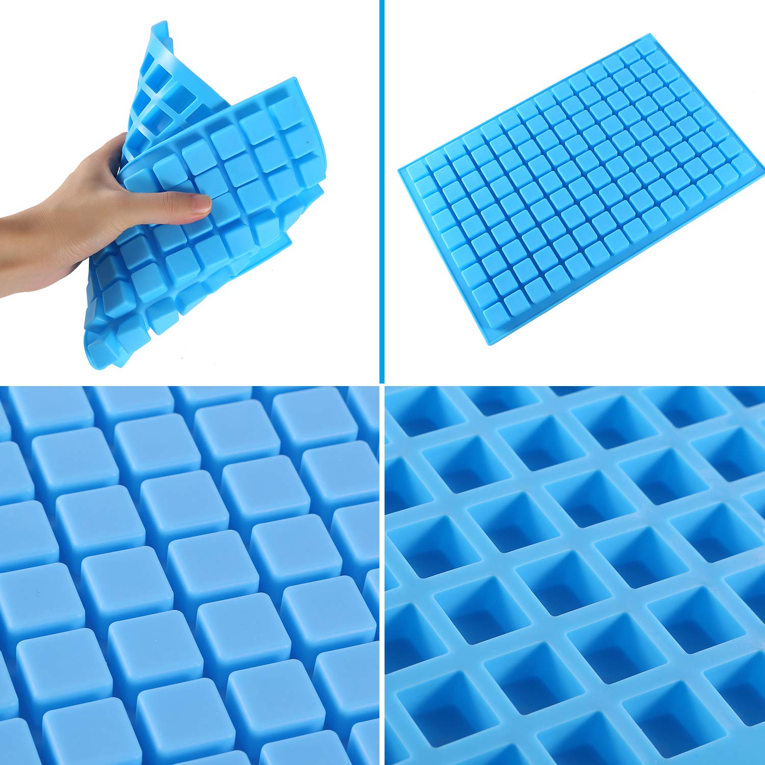 Difenlun Silicone Candy Molds, 2 Pack 126-Cavity Mini Square Chocolate Molds For Gummy Jelly Truffles Pralines Caramels, Ice Cub