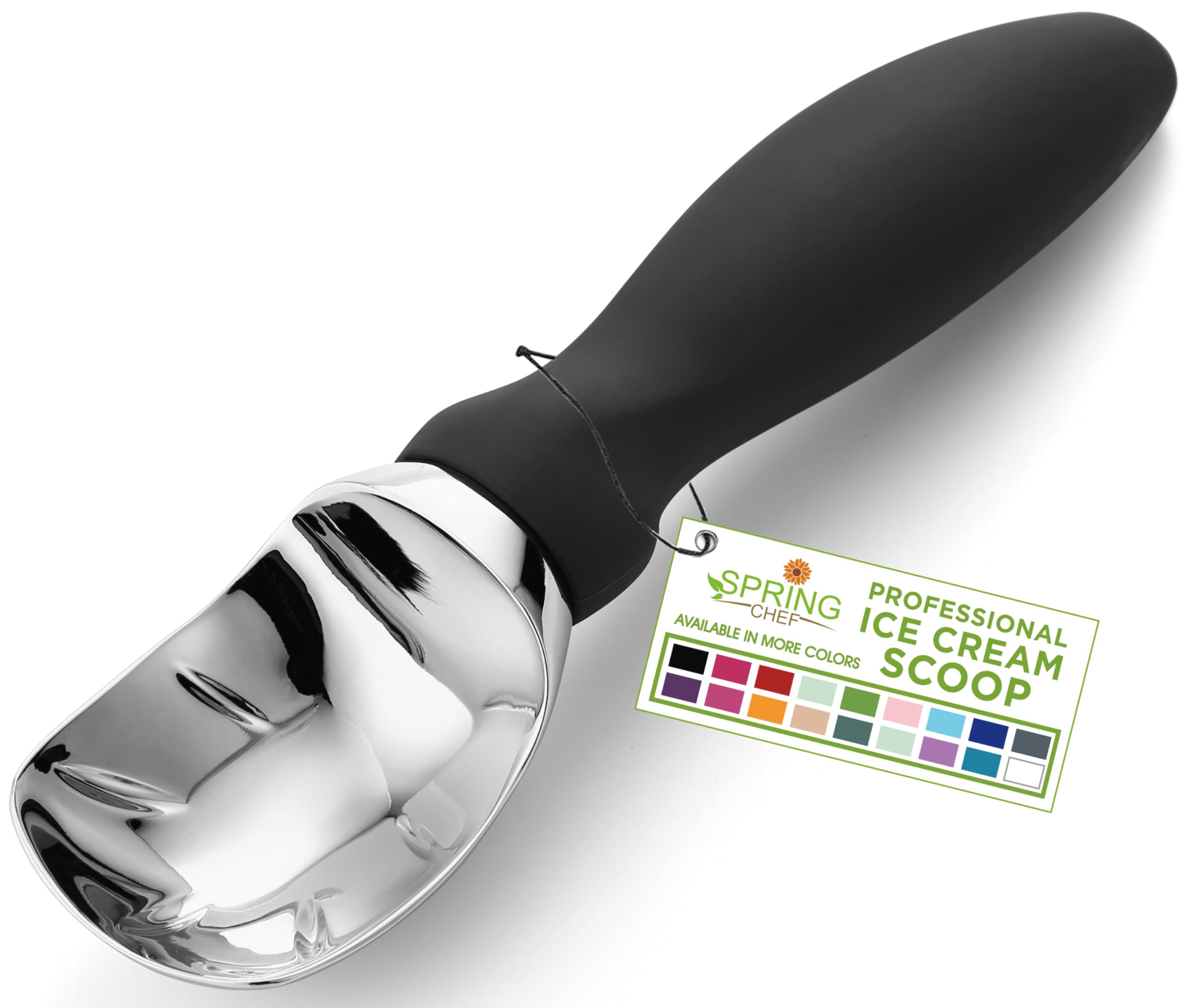 Spring Chef Ice Cream Scoop With Comfortable Handle, Black