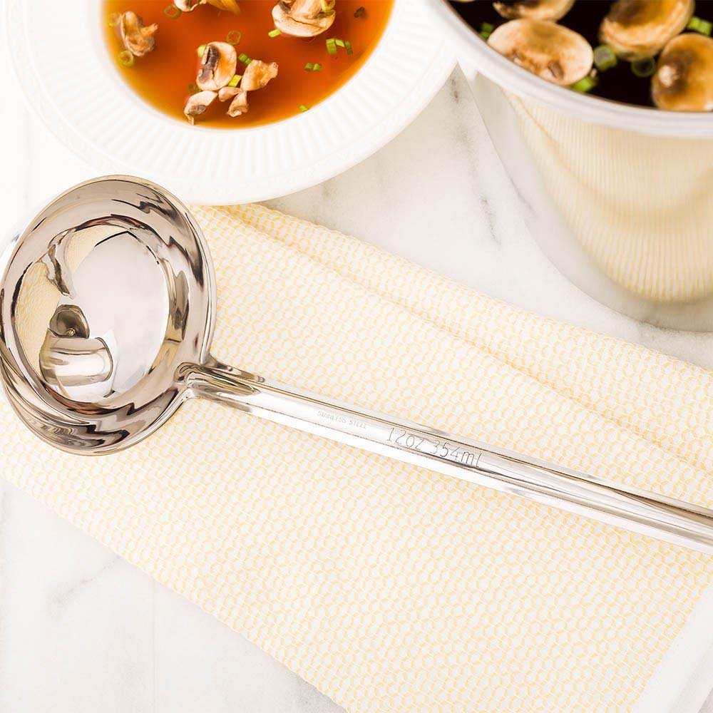Restaurantware Met Lux 12 Ounce Portion Ladle 1 Multipurpose Portion Serving Spoon - Does Not Corrode Dishwashable Stainless Ste
