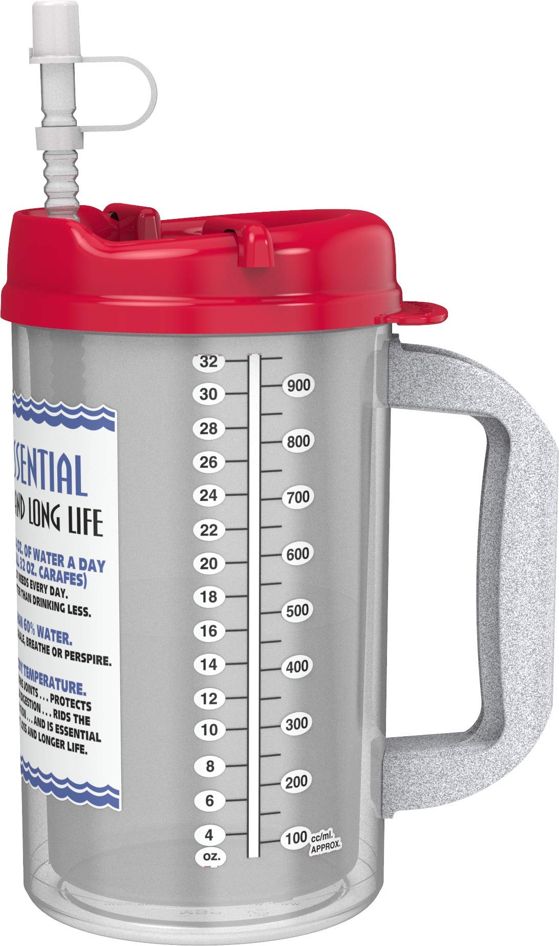 32 Oz W.E. Insulated Cold Drink Hospital Mug With Red Lid - Water Essential Travel Mug