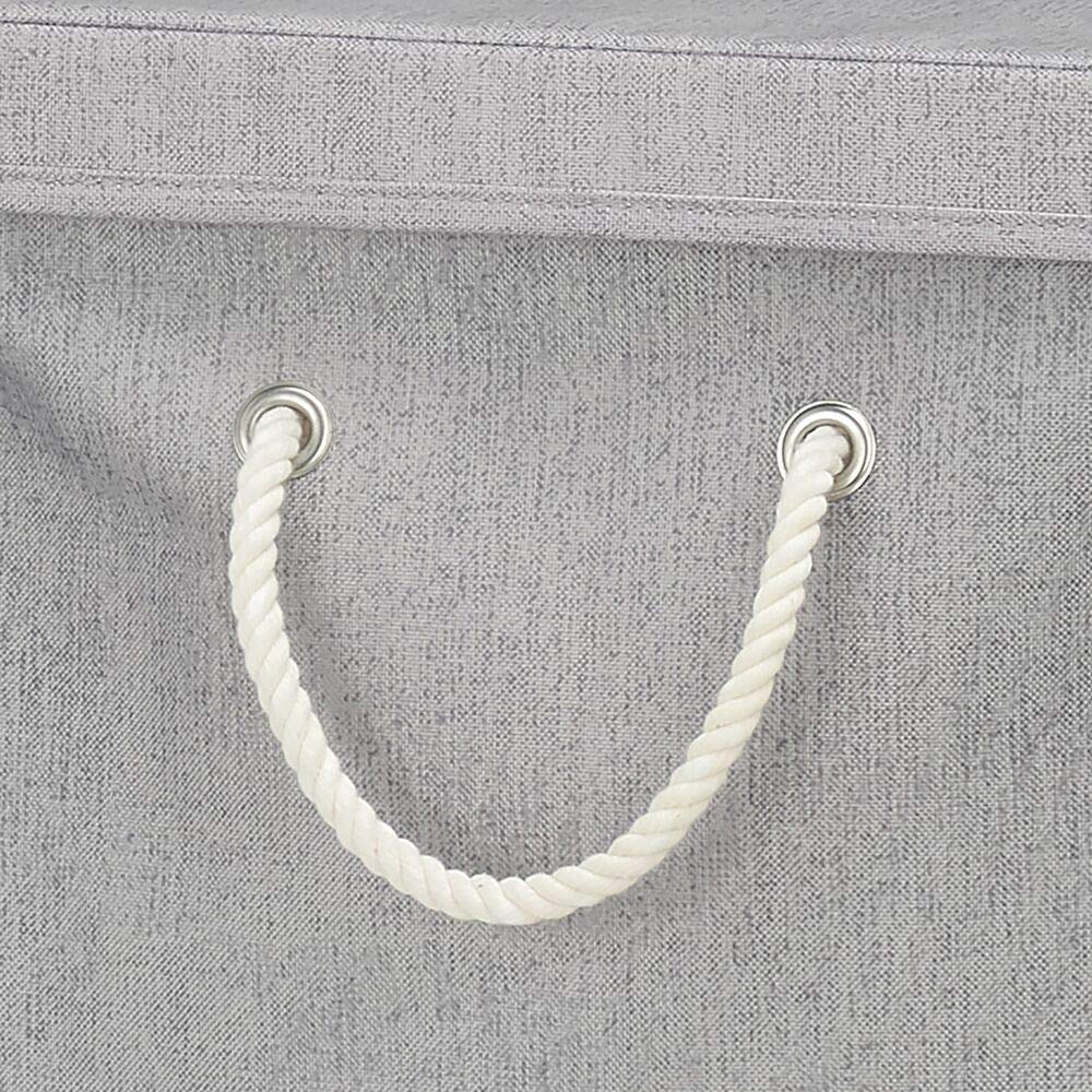 Mdesign Large Polyester Rolling Laundry Hamper With Wheels, Removable Lid, And Rope Carrying Handles - Collapsible Hampers With