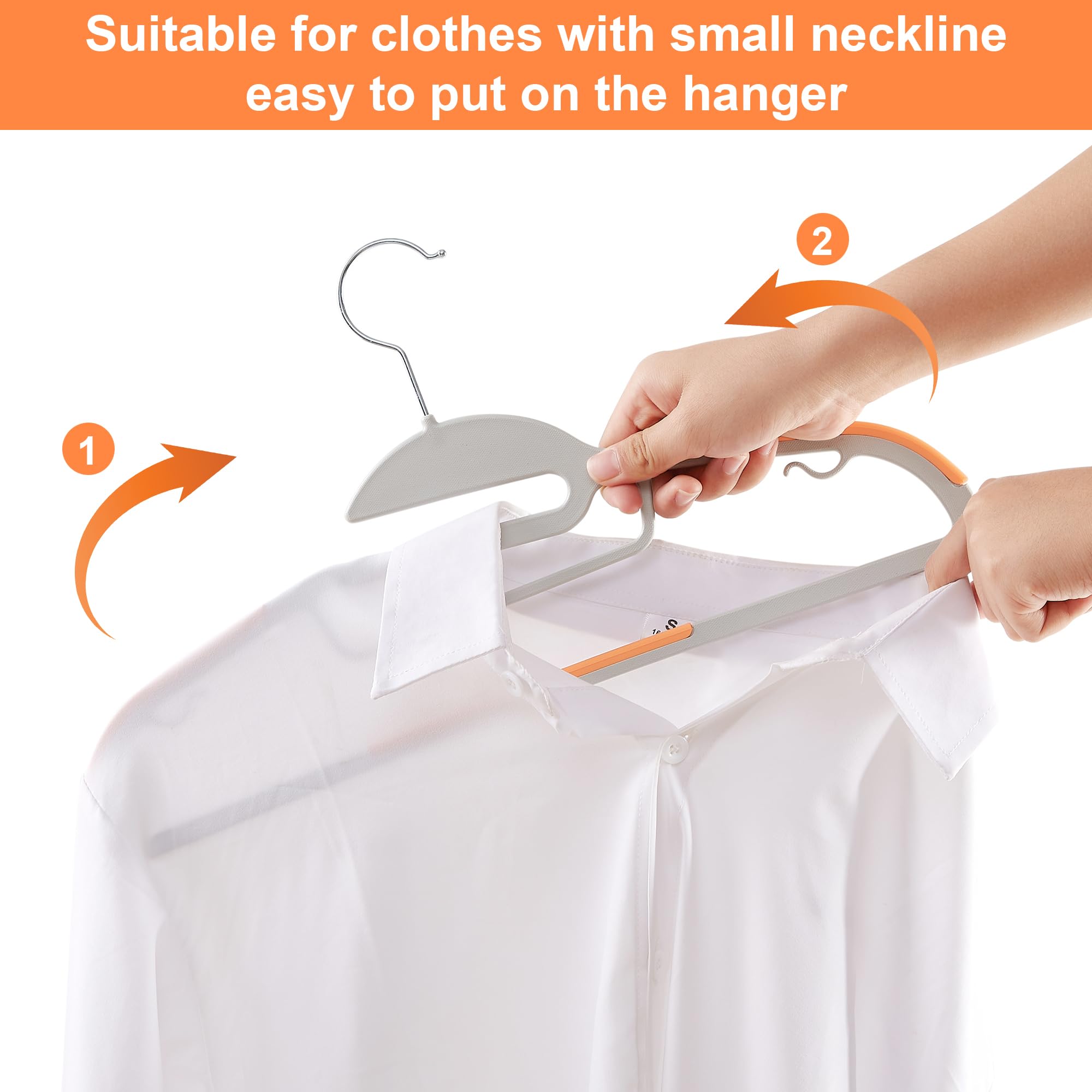 Vecelo 50 Pack Coat Hangers, Premium Quality Plastic Suit Clothes Hanger, Non-Slip, Heavy-Duty, S-Shaped Opening, 360 Swivel Hoo