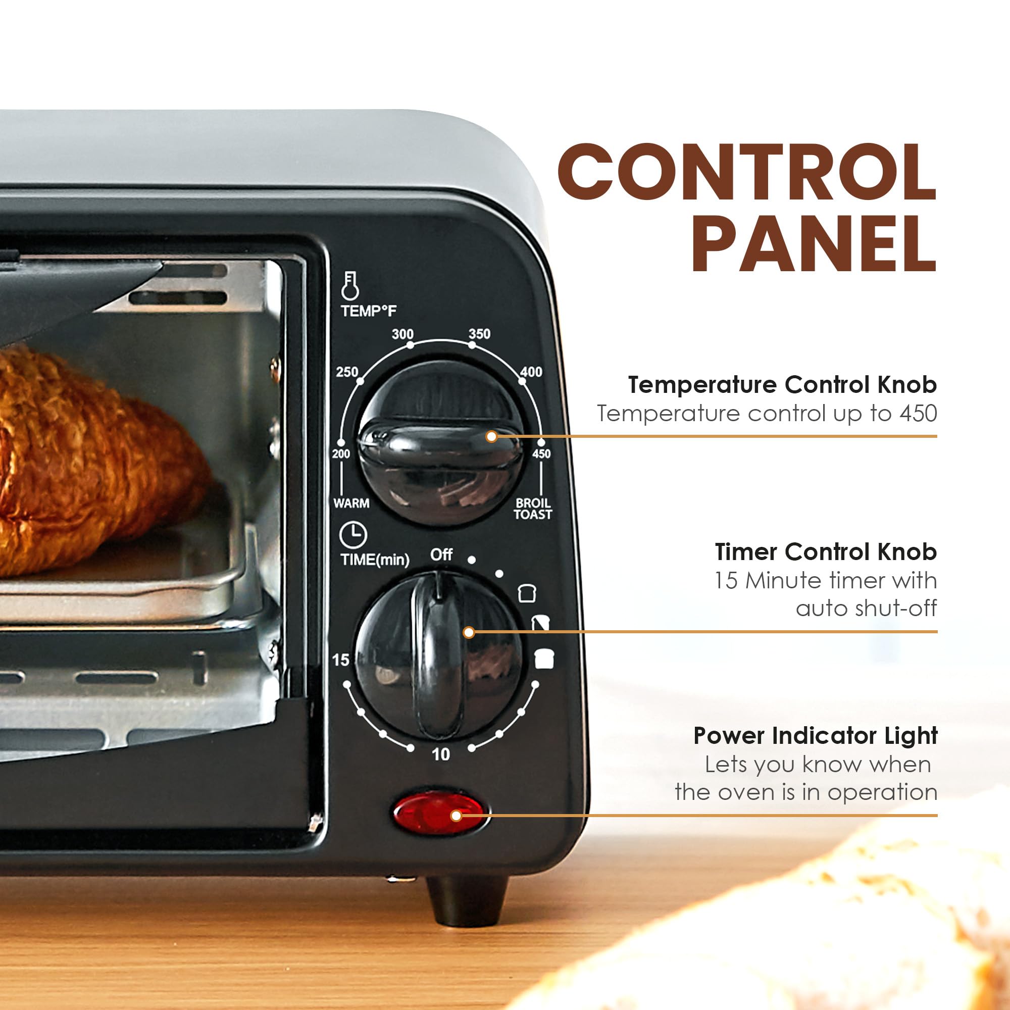 Elite Gourmet ETO236 2 Slice Toaster Oven - Compact, Adjustable Temperature, Black