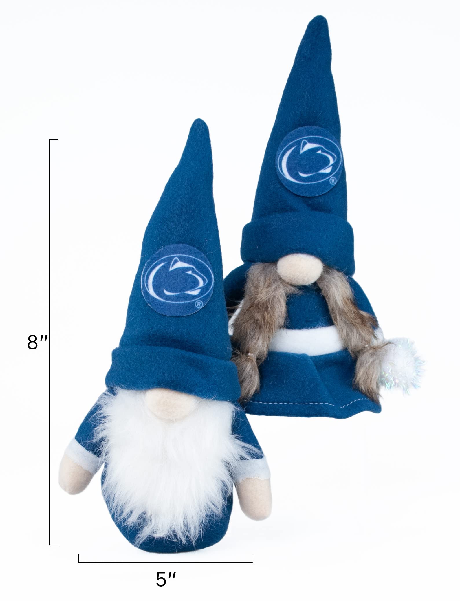 Penn State University Nittany Lions Set of 2 Plush Gnome Christmas Tree Ornaments by Hannas Handiworks - Fan/Cheerleader Holiday