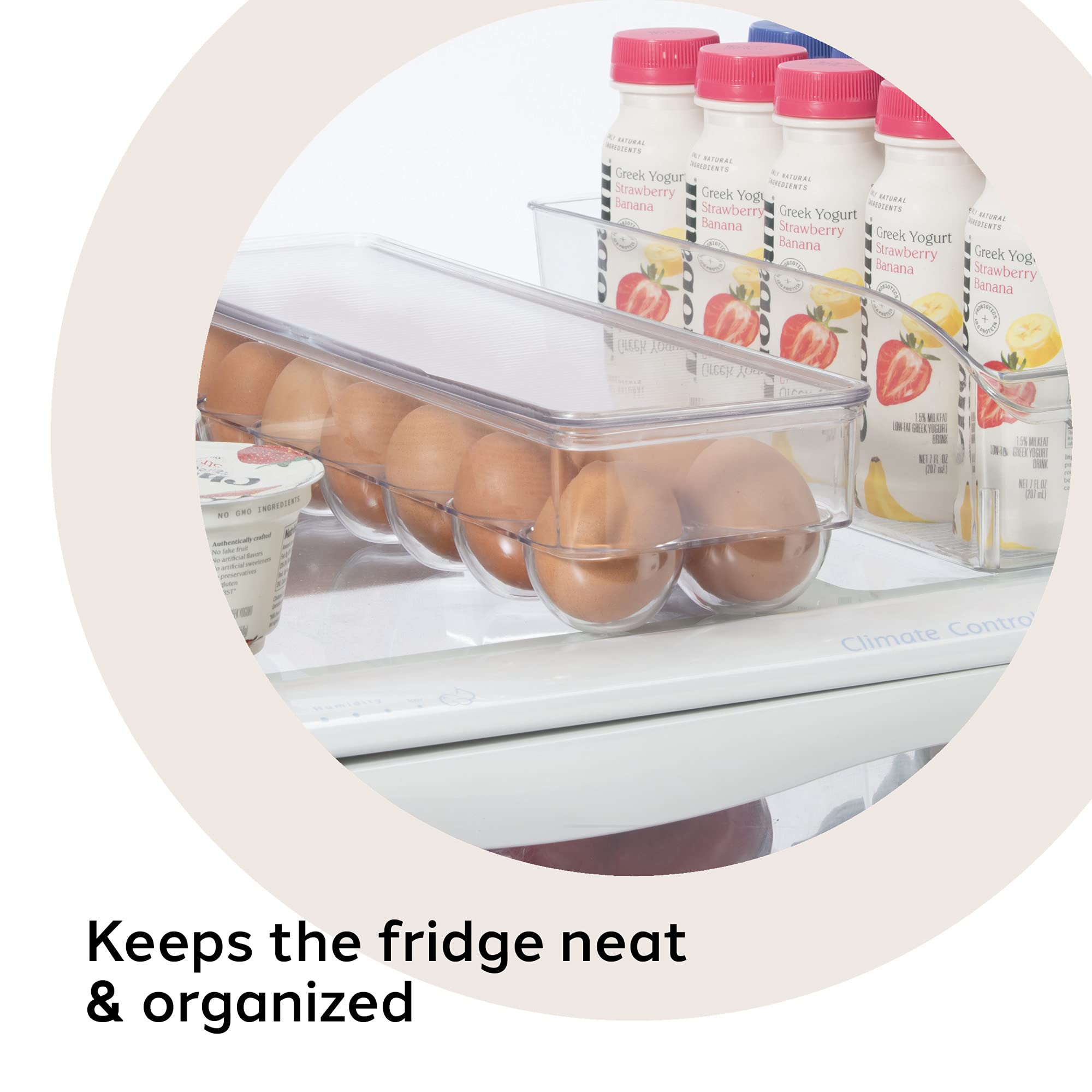 Oggi Stackable Covered Egg Holder - Kitchen Organization, Fridge Organizer, Food Storage, Clear Stackable Storage Bins, 14 Egg T