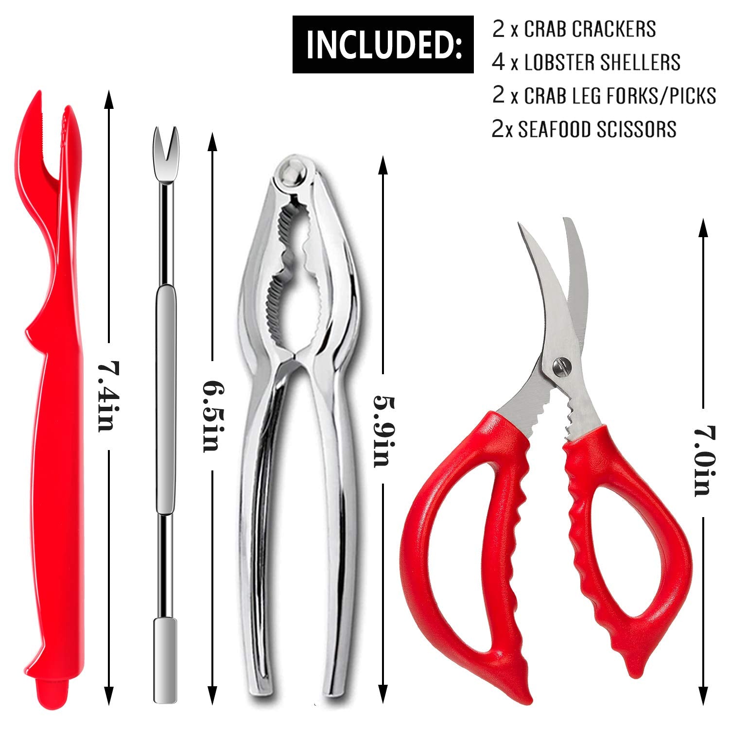 10 Pcs Seafood Tools Set - Crab Lobster Crackers Stainless Steel Forks Opener Shellfish Lobster Crab Leg Sheller Seafood Scissor