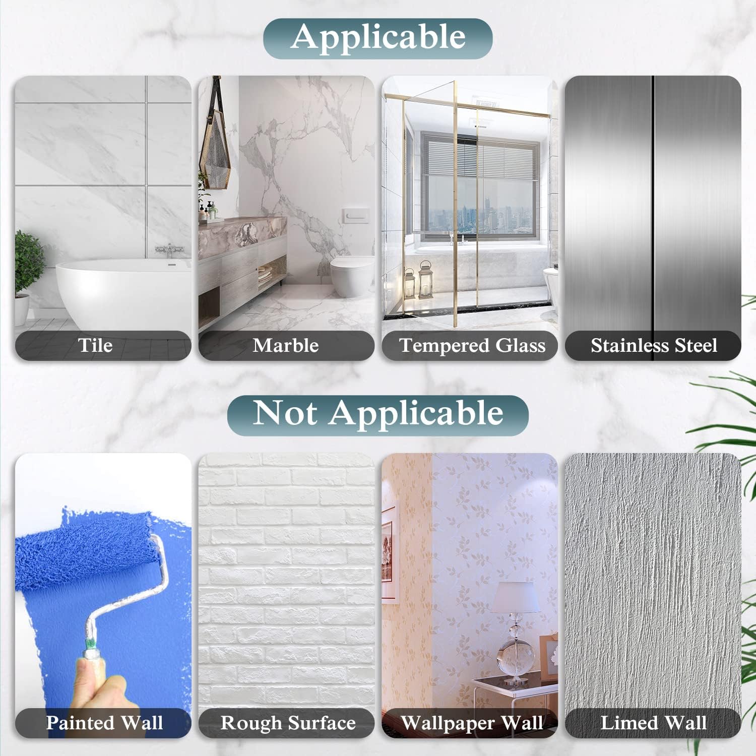 Eagmak 4 Pack Transparent Shower Caddy Adhesive For Replacement, No Drilling, Soap Holder, Bathroom Storage Shelves And Kitchen