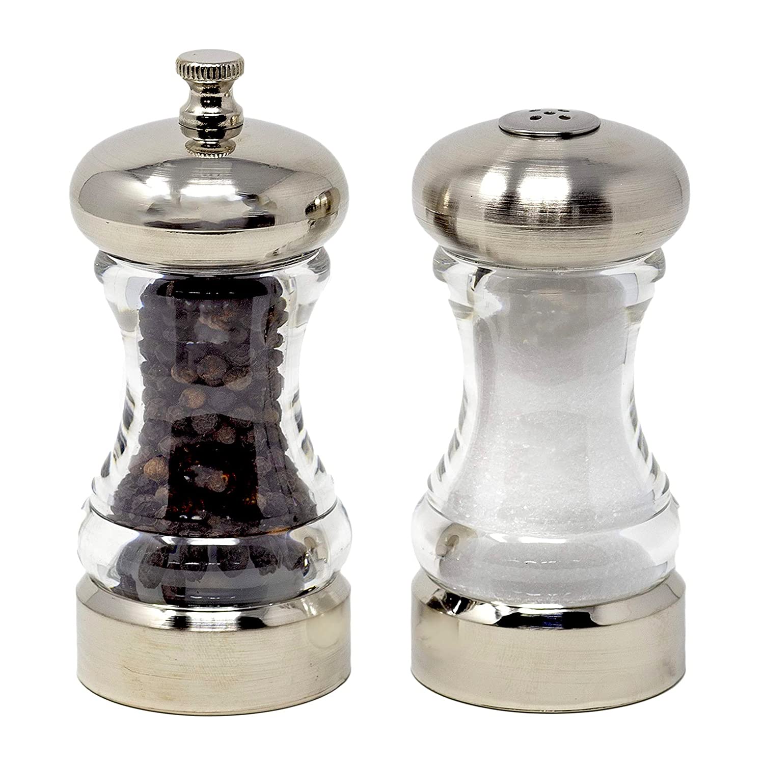 Olde Thompson 4.5'' Monterey Acrylic Salt Shaker & Pepper Mill Set, Adjustable Pepper Grinder