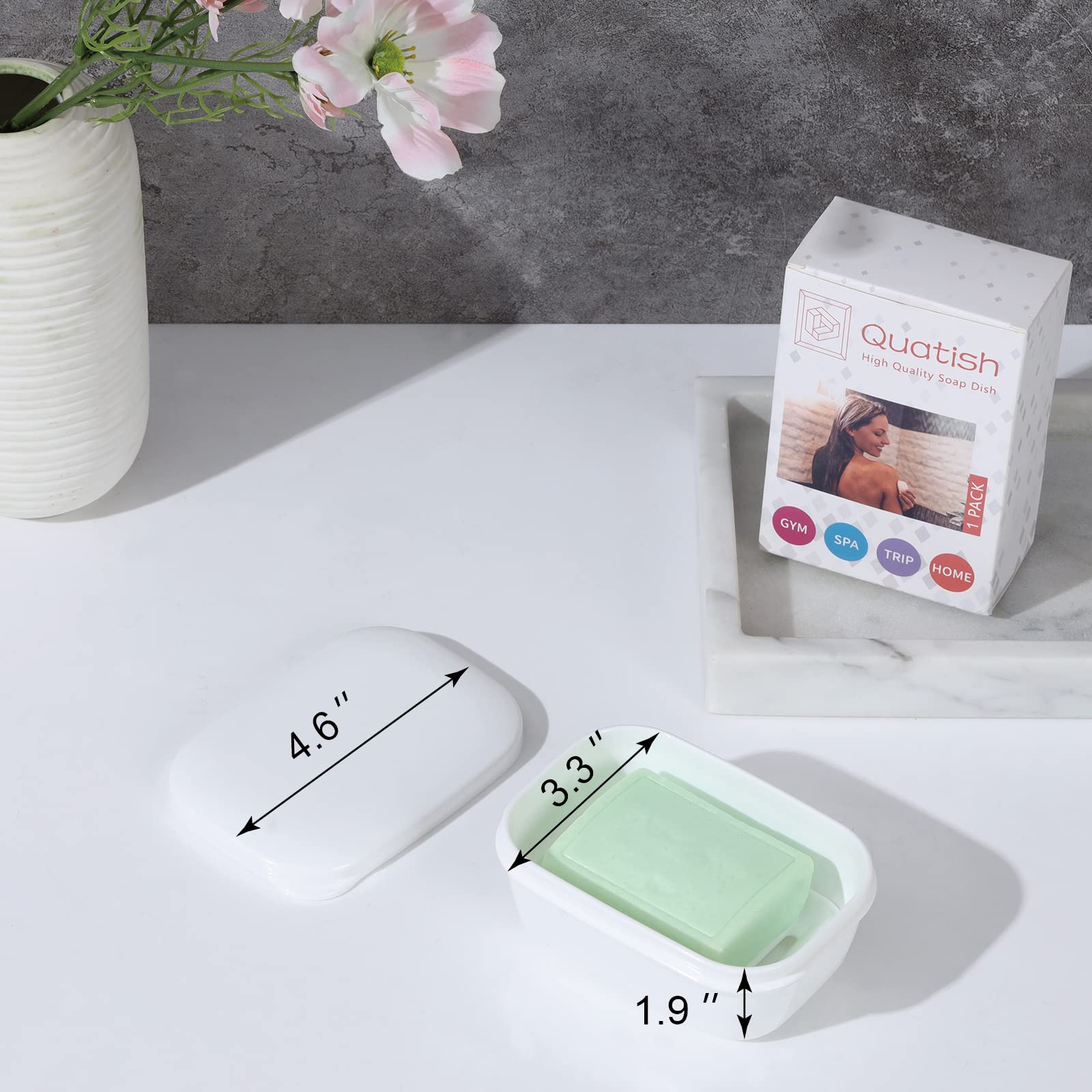 Quatish Soap Holder, Travel Soap Container With Lid, Portable Bar Soap Case, Leakproof Soap Box With Perforations, Soap Dishes F